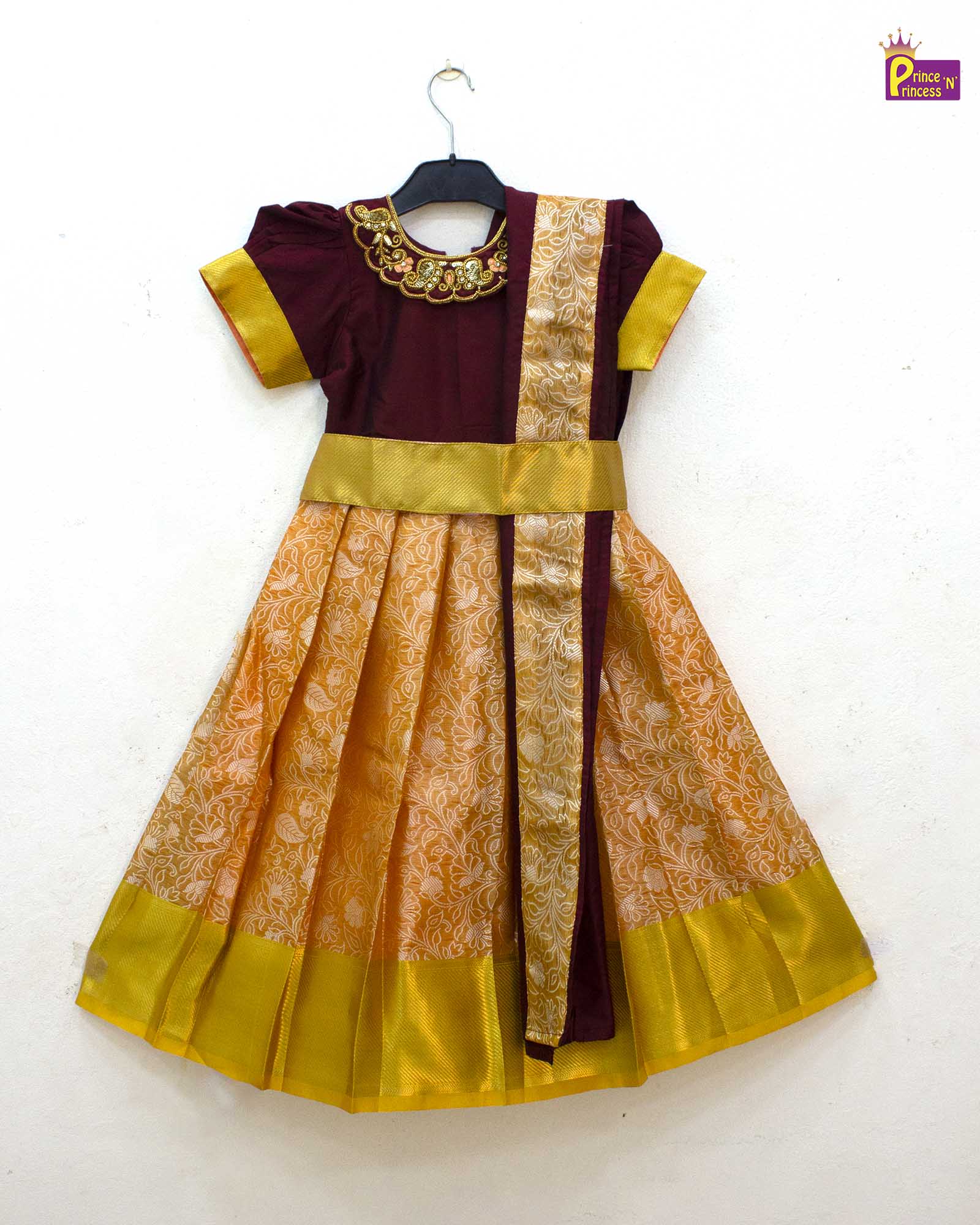 New Kids Maroon Traditional Gown PG592 - Prince N Princess