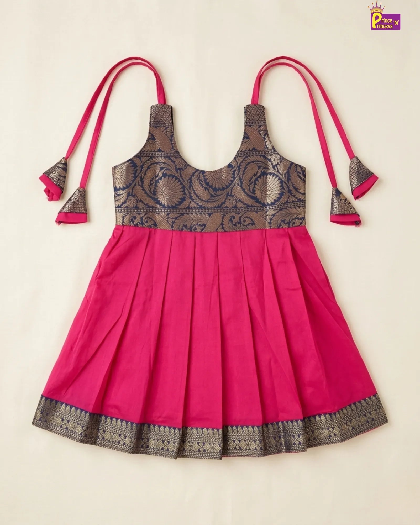Newborn Baby Girl Brown Banarasi Silk Pattu Frock – Festival Dress LF1833 for kids festival wear