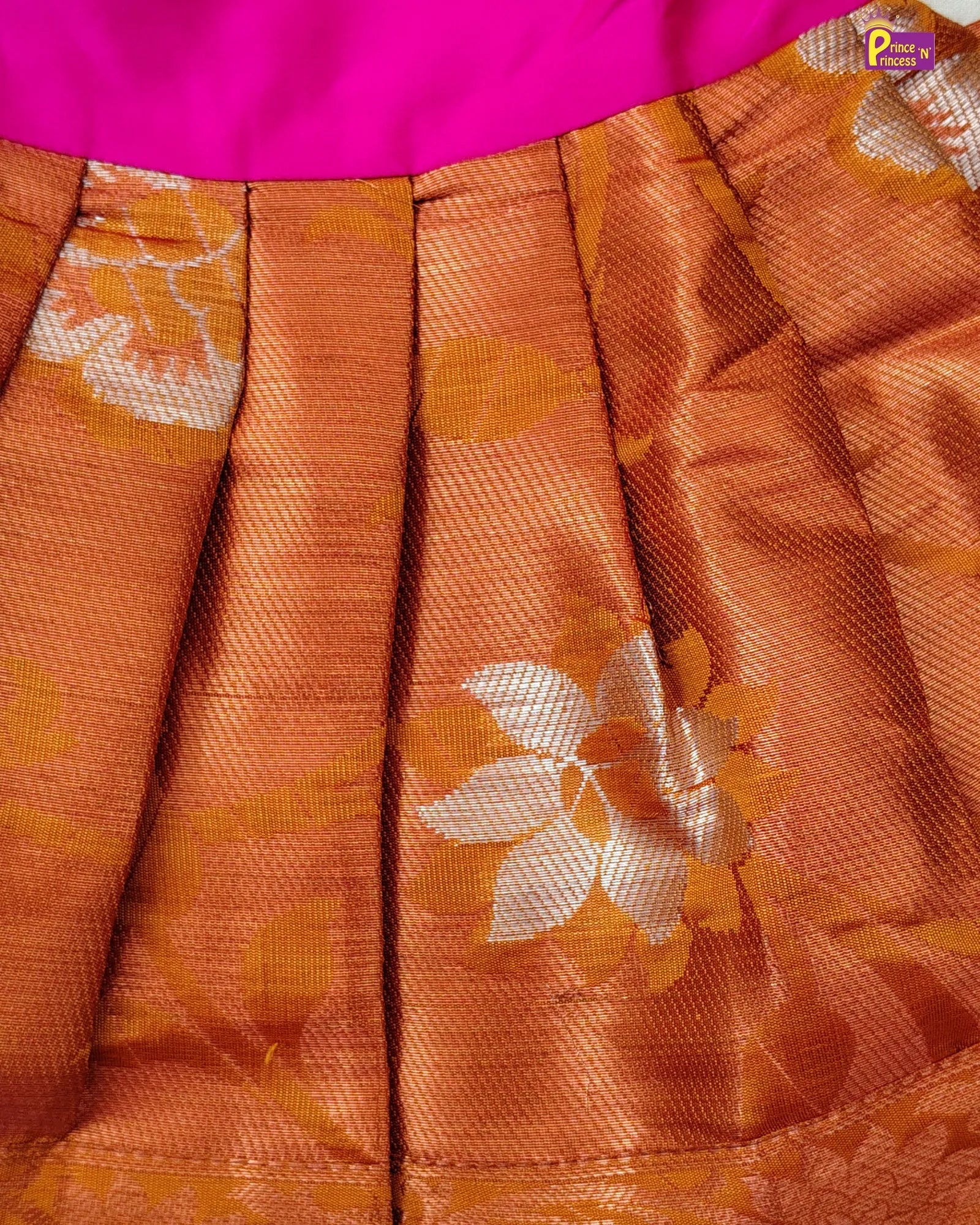 Newborn Baby Girl Golden Brown Silk Pattu Frock LF1839 for kids festival wear