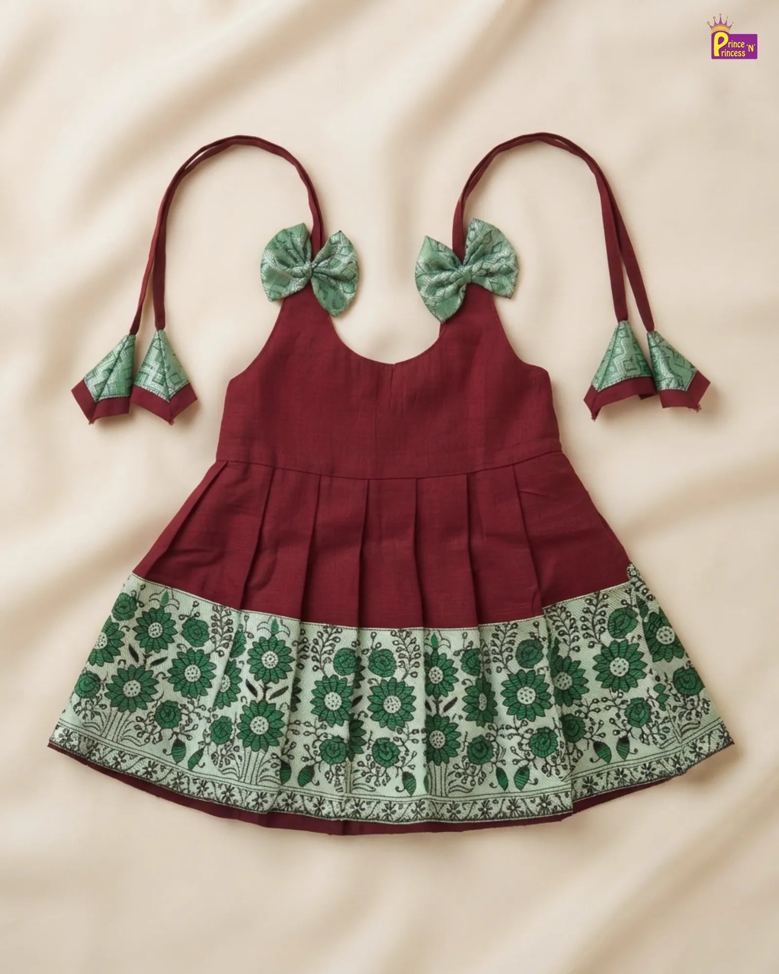 Newborn Baby Girl Maroon Chettinad Cotton Pattu Frock LF2022 for kids festival wear