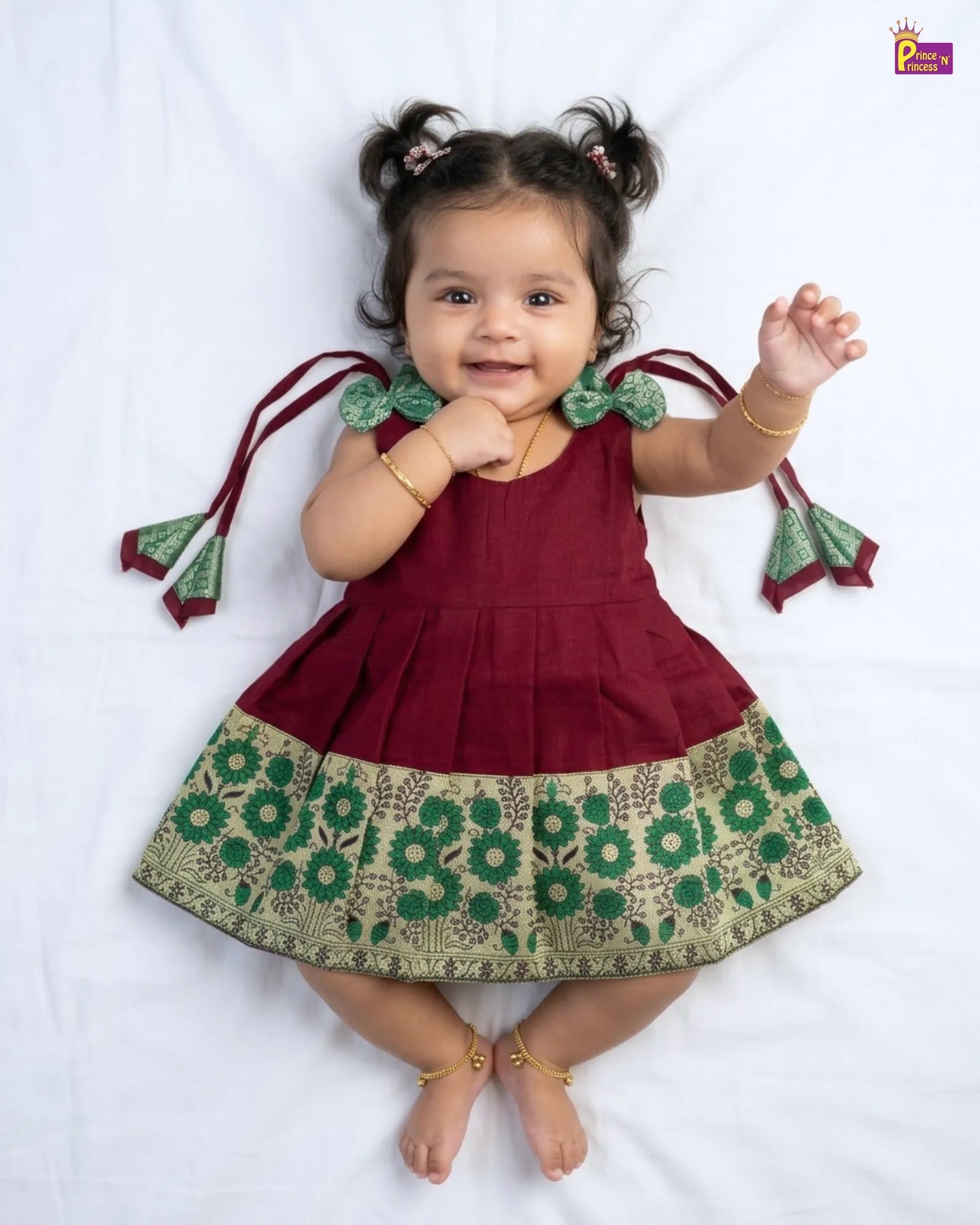 Newborn Baby Girl Maroon Chettinad Cotton Pattu Frock LF2022 for kids festival wear