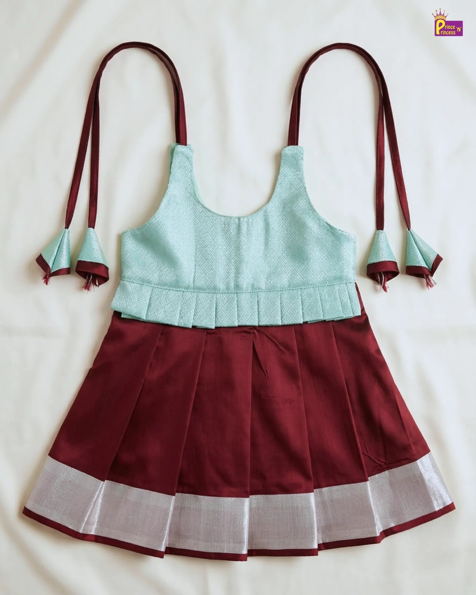 Newborn Baby Girl Maroon Peplum Pattu Frock – Silver Border Dress LF2010 for kids festival wear