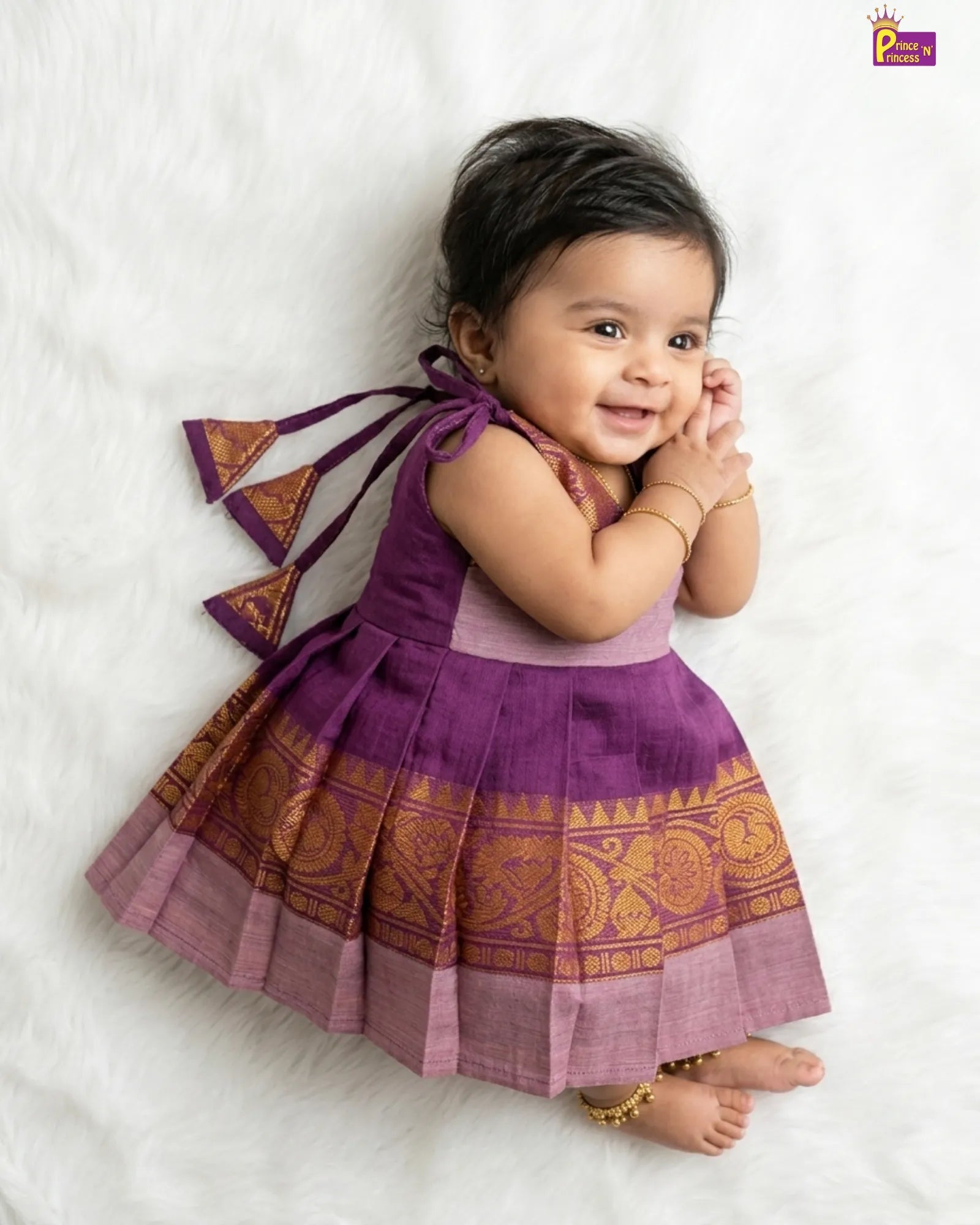 chettinad cotton pattu frock for newborn babies - princenprincess