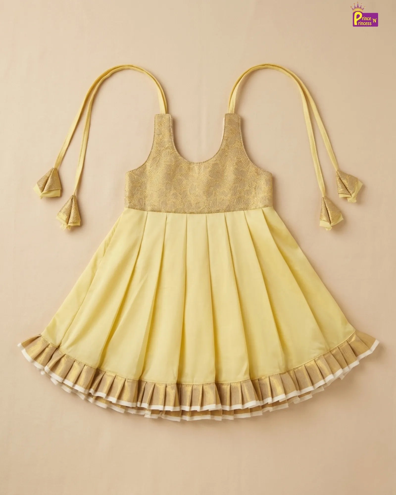Newborn Yellow Silk Frock – Gold Brocade Naming Newborn Yellow Silk Frock – Gold Brocade Naming