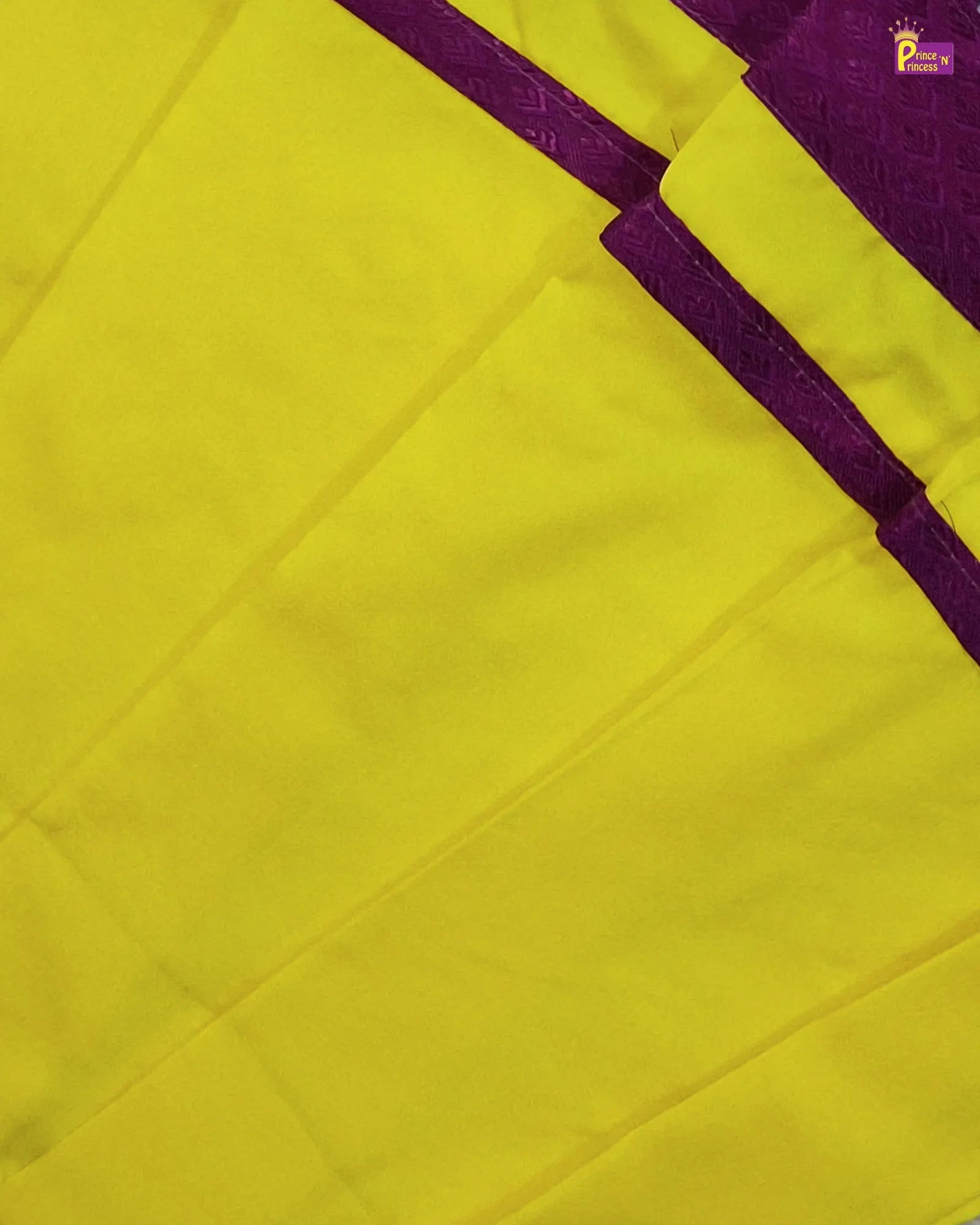 Newborn Baby Girl Yellow Pattu Frock – Purple Brocade Border Naming Dress LF1991 for kids festival wear