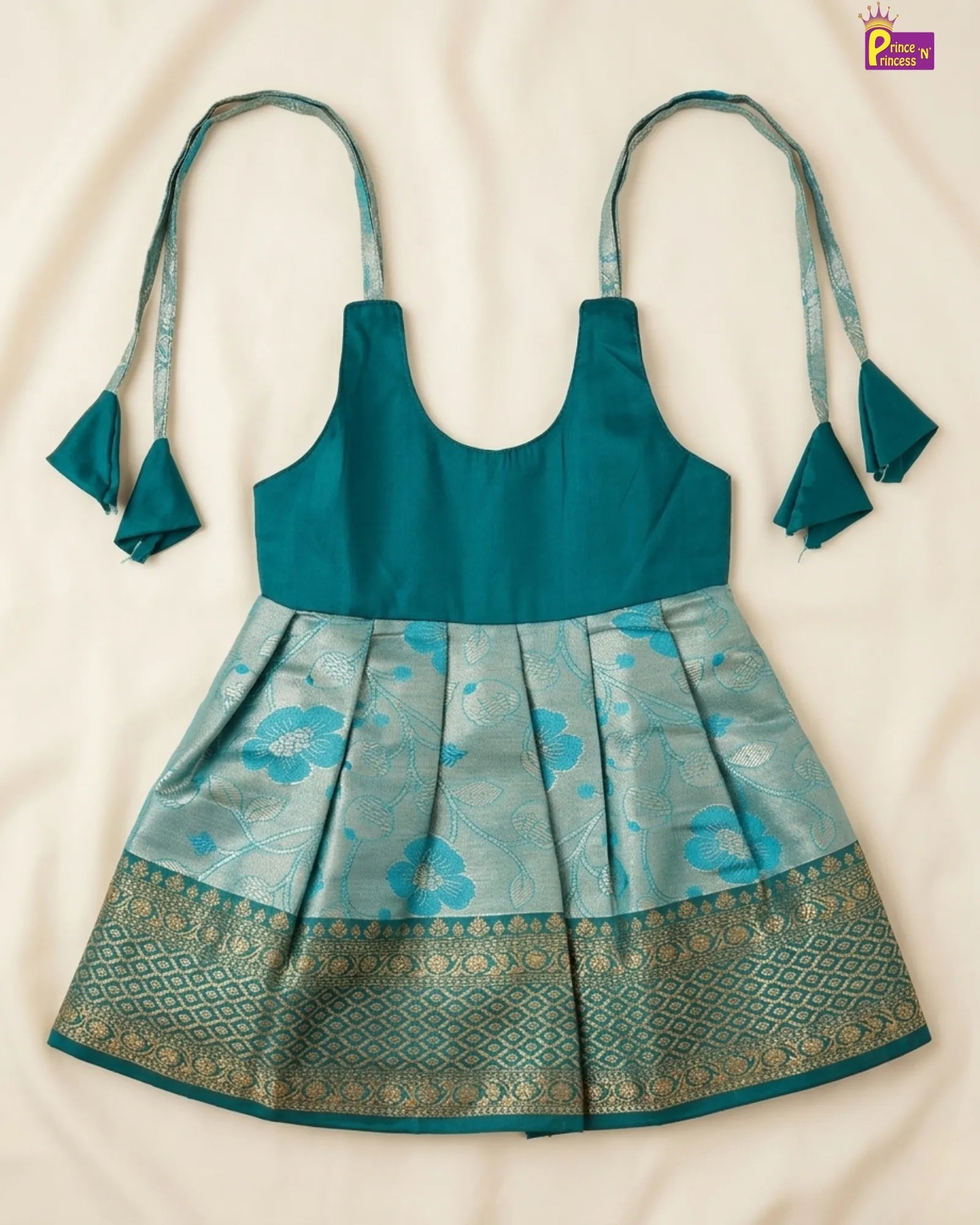 Newborn Blue Banarasi Silk Pattu Frock – Festival Dress LF1852 for kids festival wear
