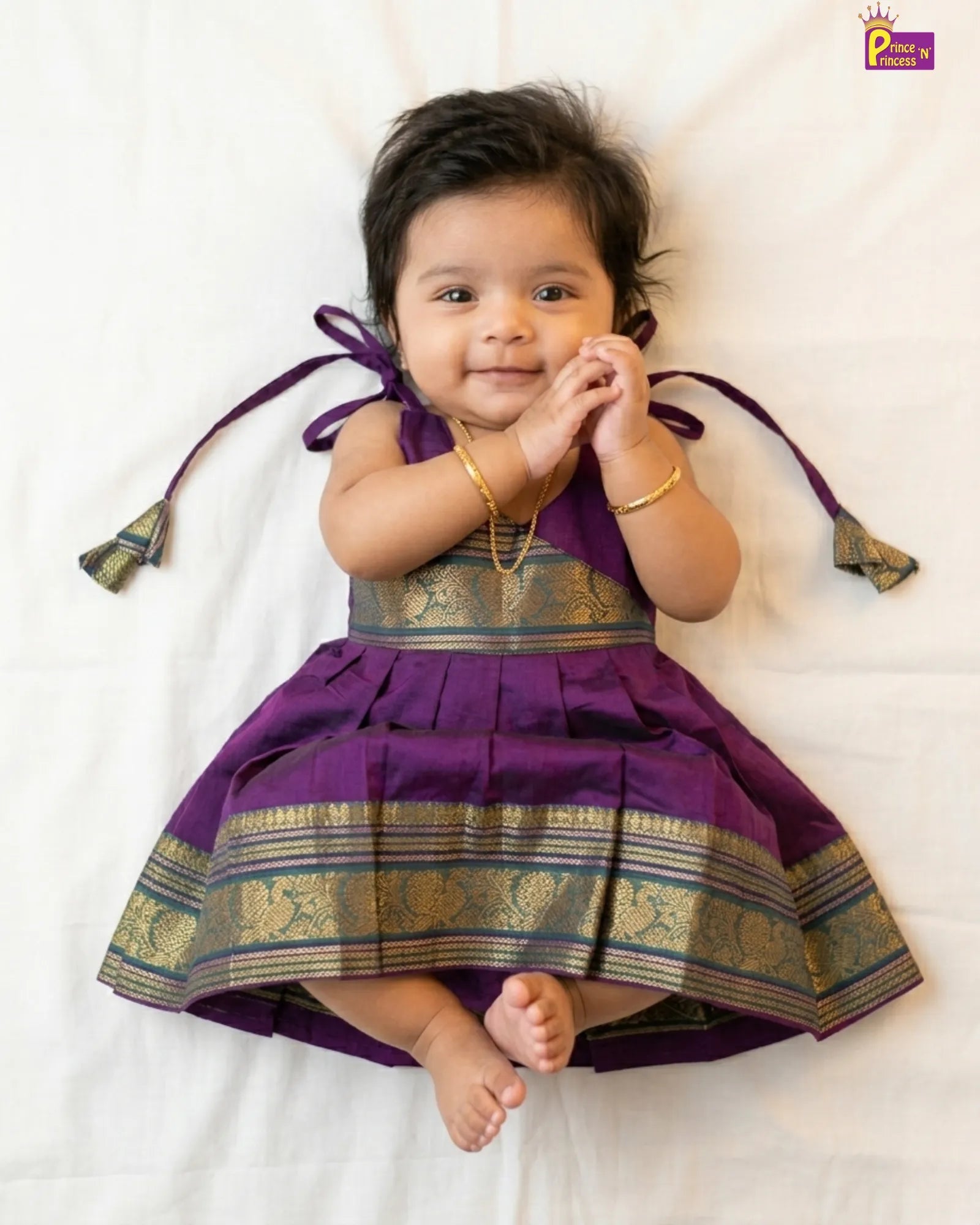 Traditional Banarasi chettinad newborn pattu frock green pink baby festival outfit