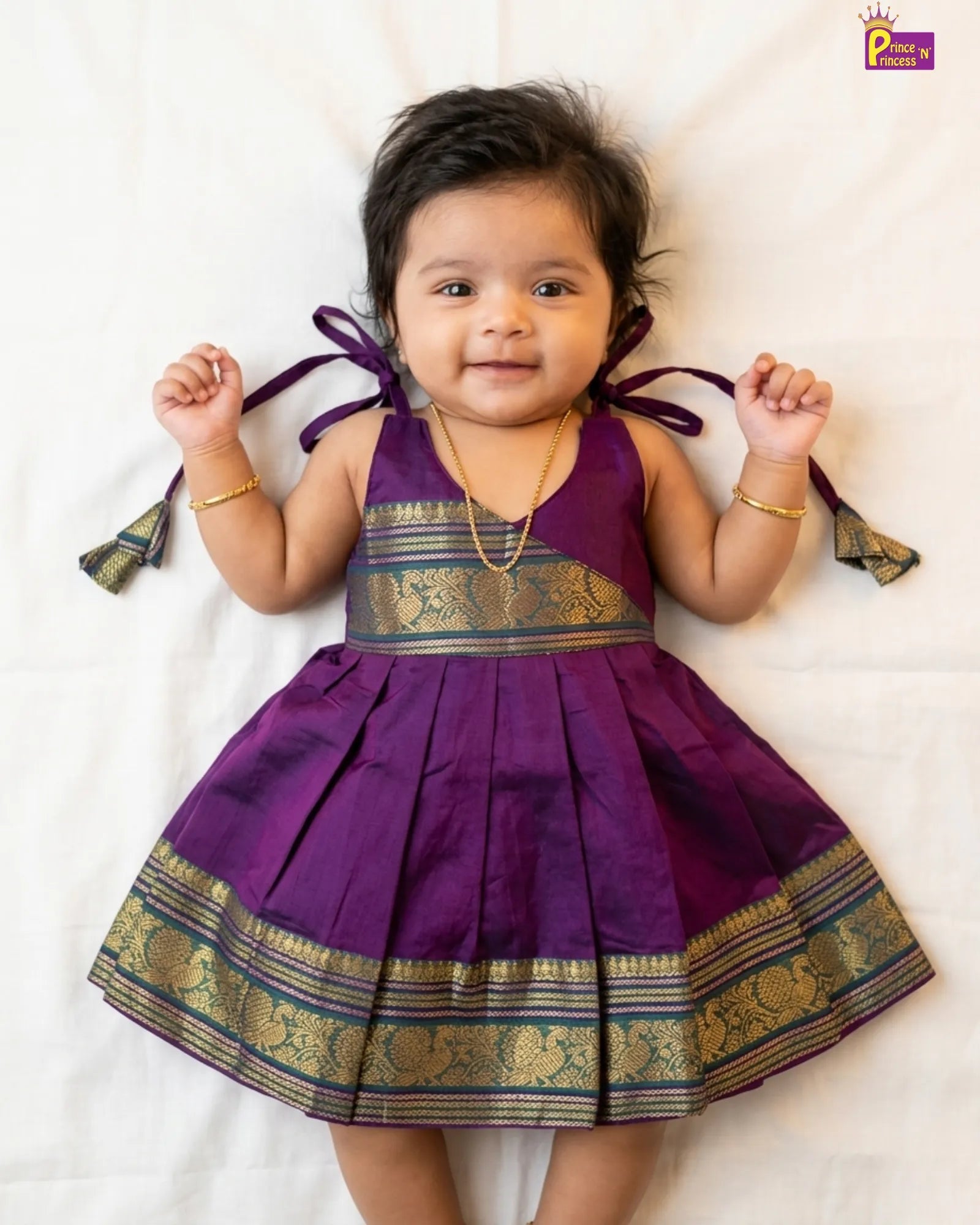 Traditional Banarasi chettinad newborn pattu frock green pink baby festival outfit