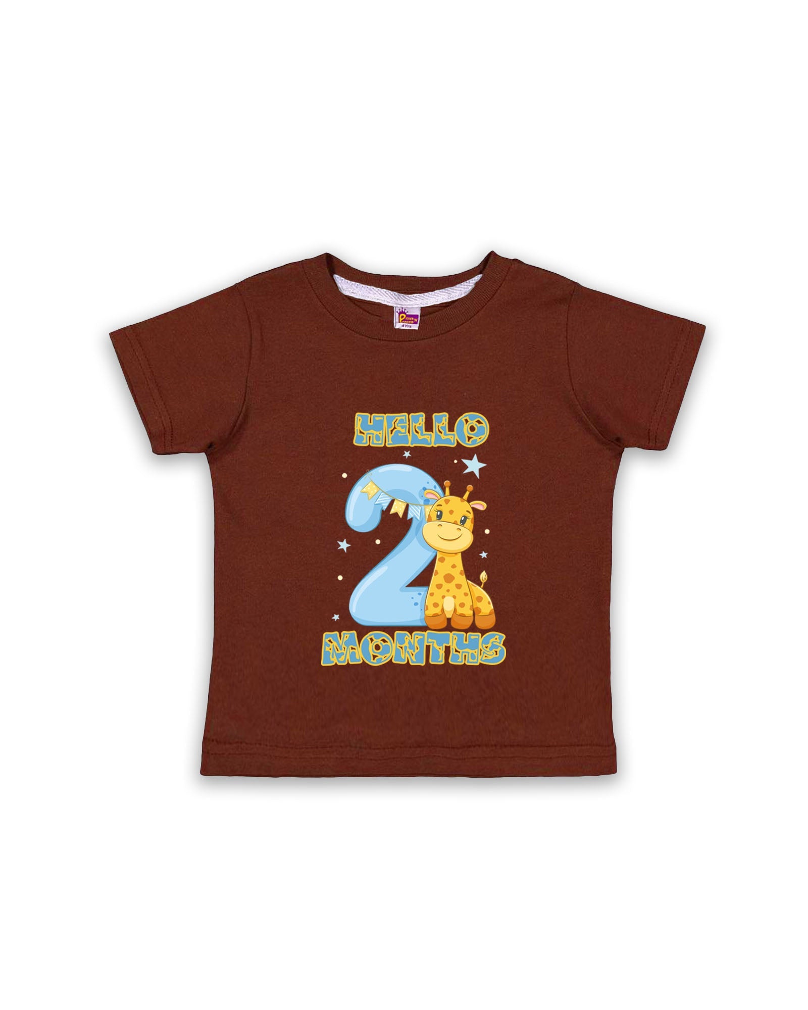Newborn Chocolate Brown Tees (Only T-Shirt) | Giraffe & Stars | NPT048 - Prince N Princess