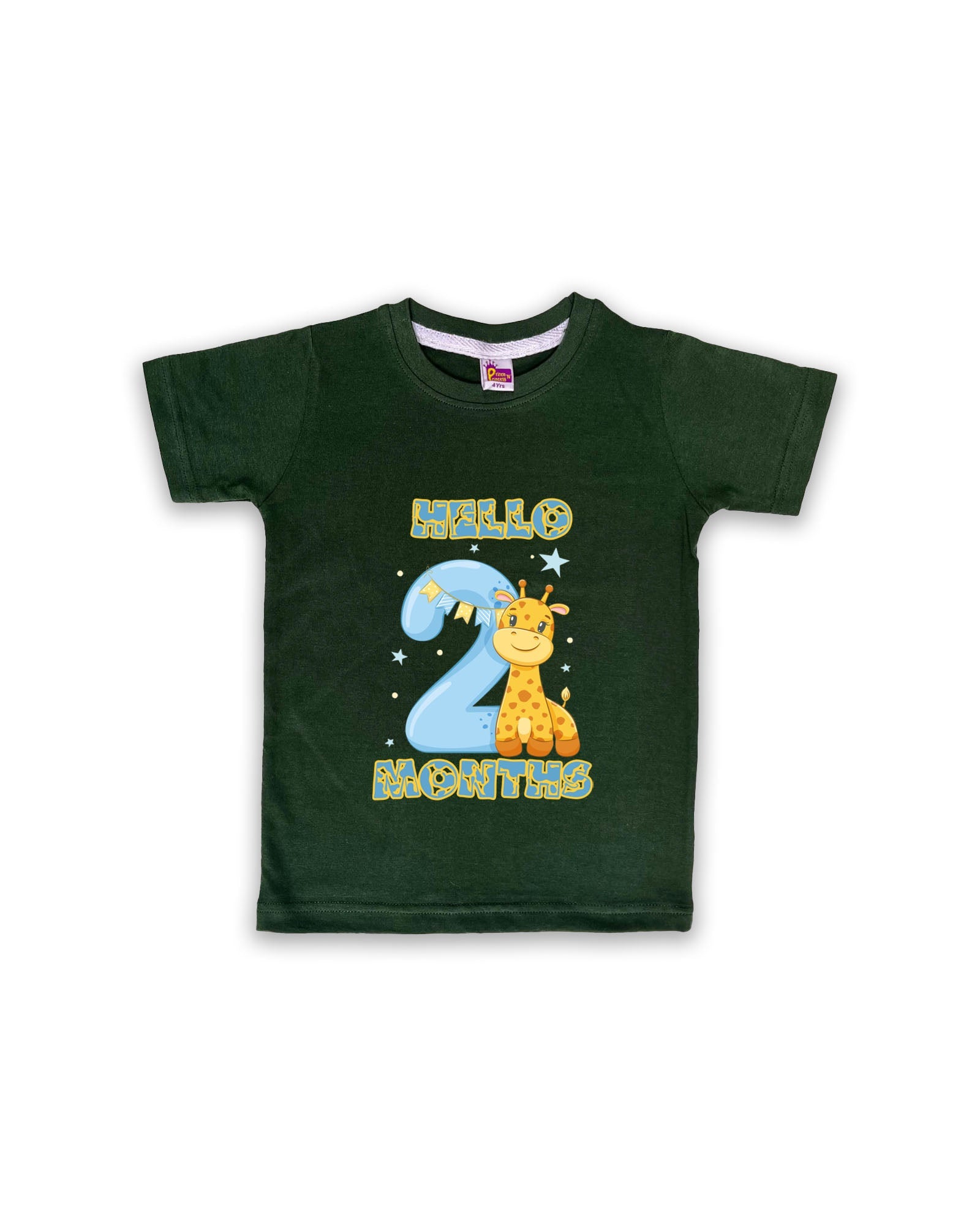 Newborn Dark Green Tees (Only T-Shirt) | Giraffe & Stars | NPT049 - Prince N Princess