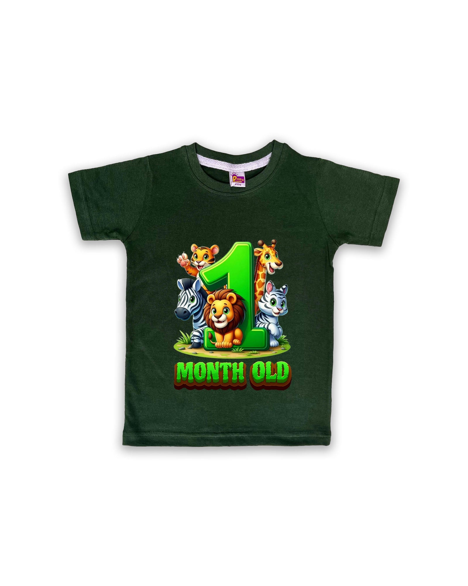 Newborn Dark Green Tees (Only T-Shirt) | Jungle Animal | NPT036 - Prince N Princess