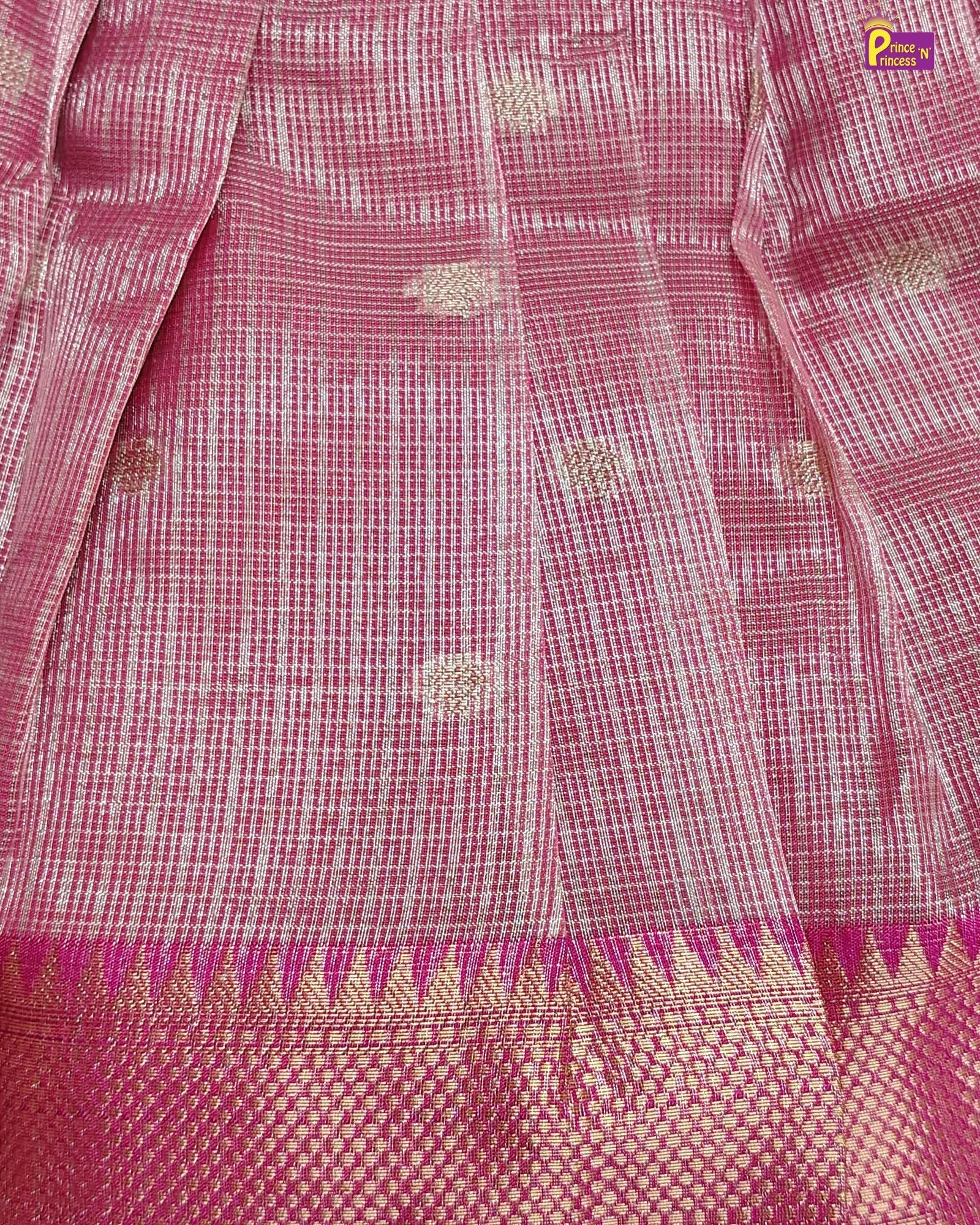 Newborn Full Pink Shade Bow Tissue Silk Pattu Frock LF1912 for kids festival wear