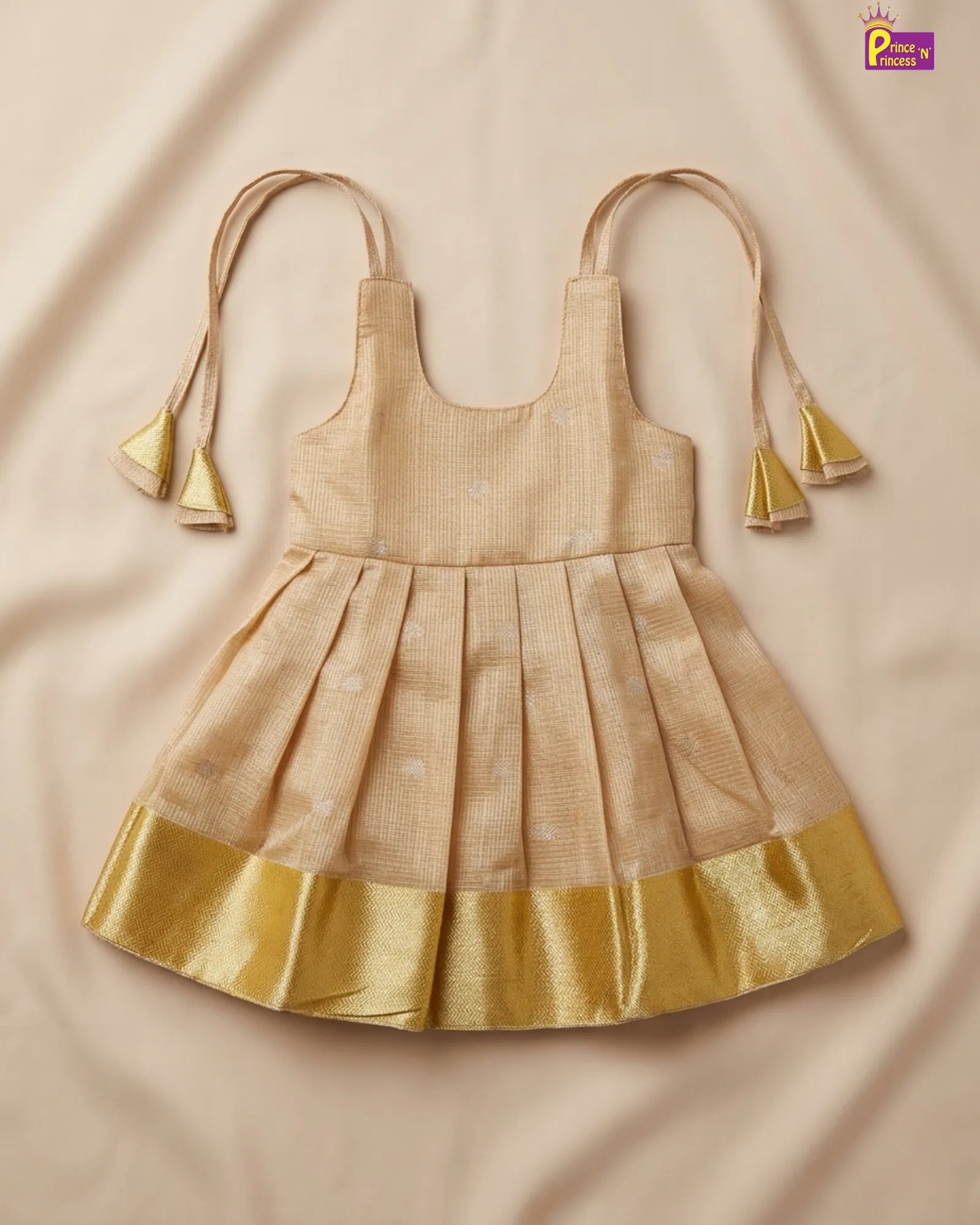 Newborn Golden Tissue Silk Pattu Frock LF1924 for kids festival wear