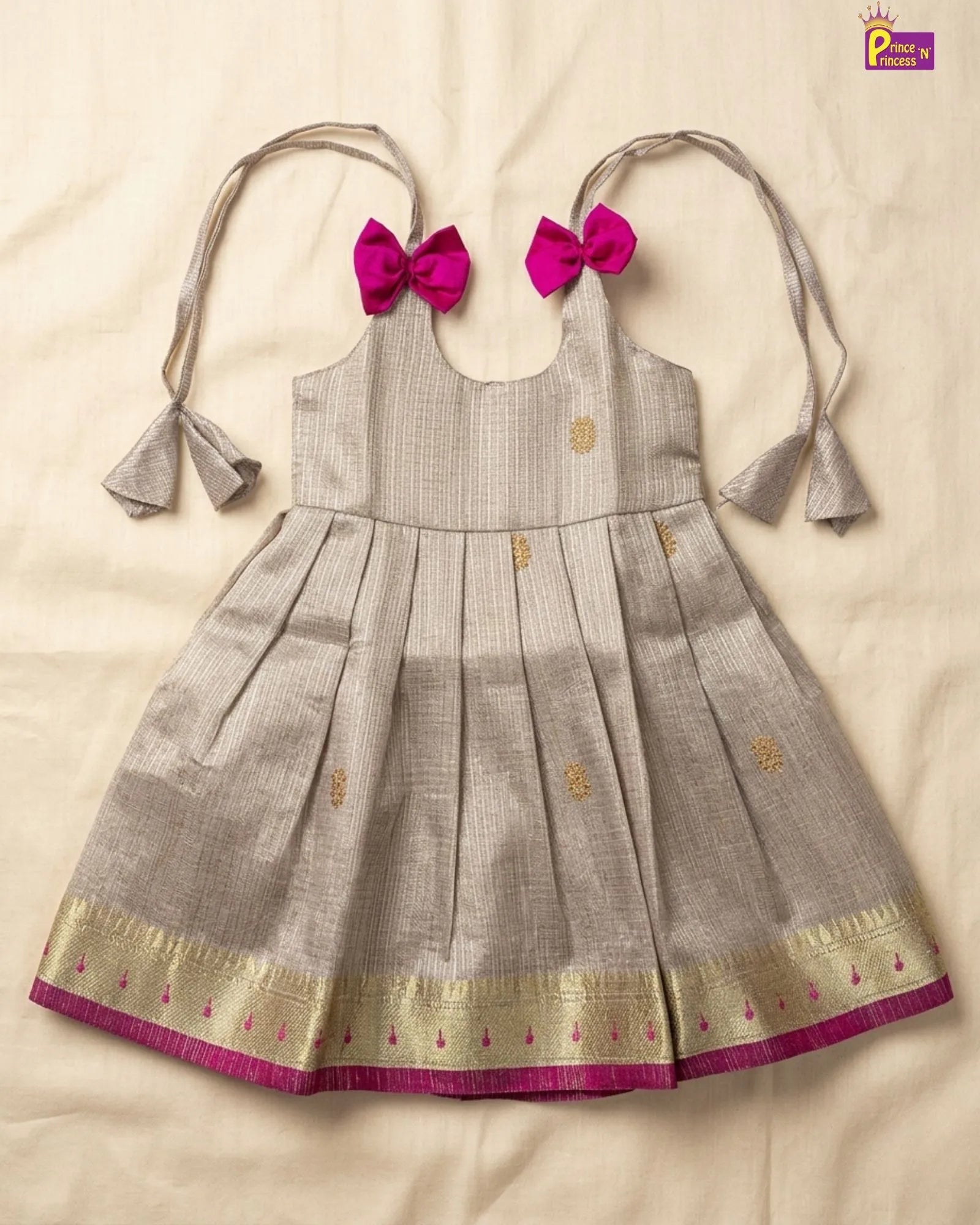Newborn Grey Shade Tissue Silk Pattu Frock LF1909 for kids festival wear