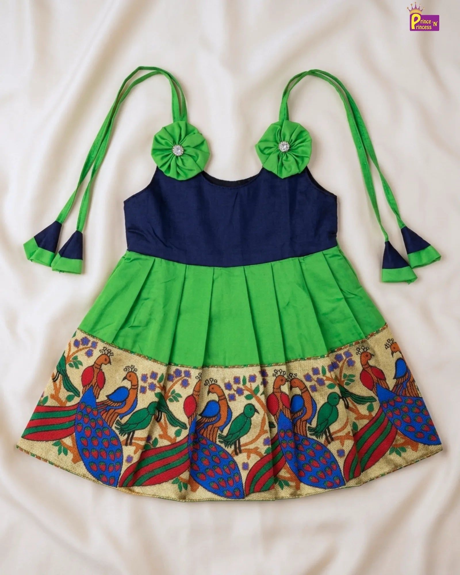 green and navy blue pattu frock newborn collection only at princenprincess