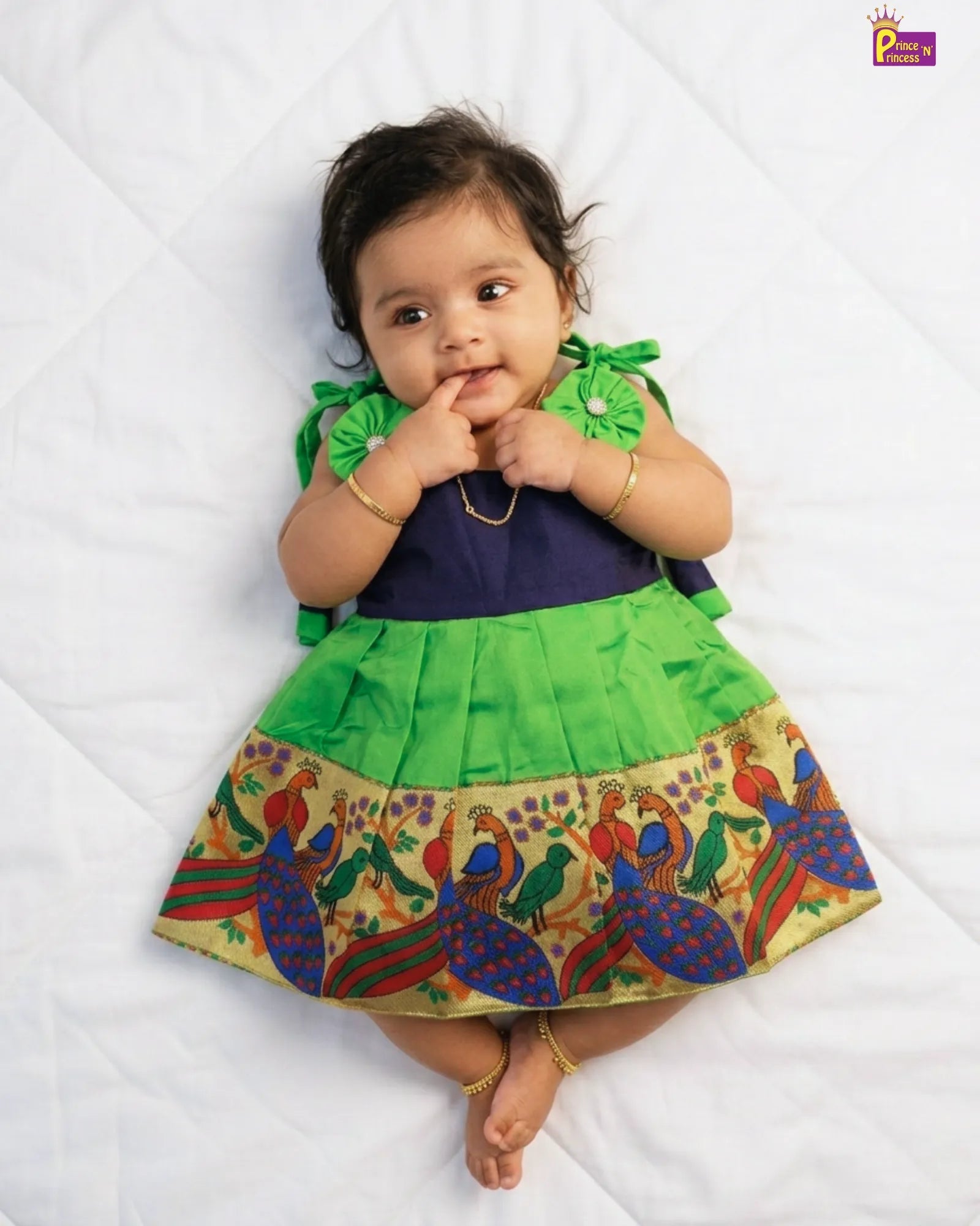 Newborn Lakshana Frock Peacock Border