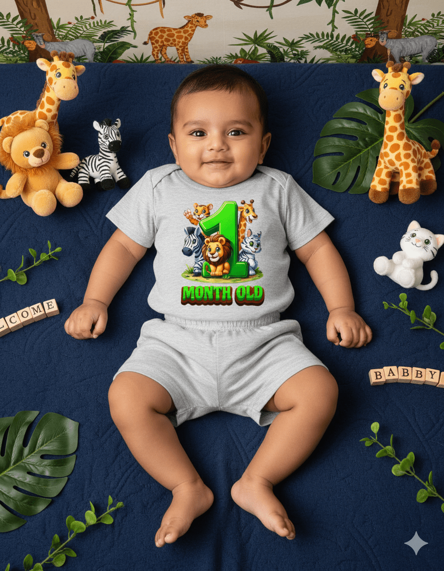 Newborn Melange Tees (Only T-Shirt) | Jungle Animal | NPT040 - Prince N Princess