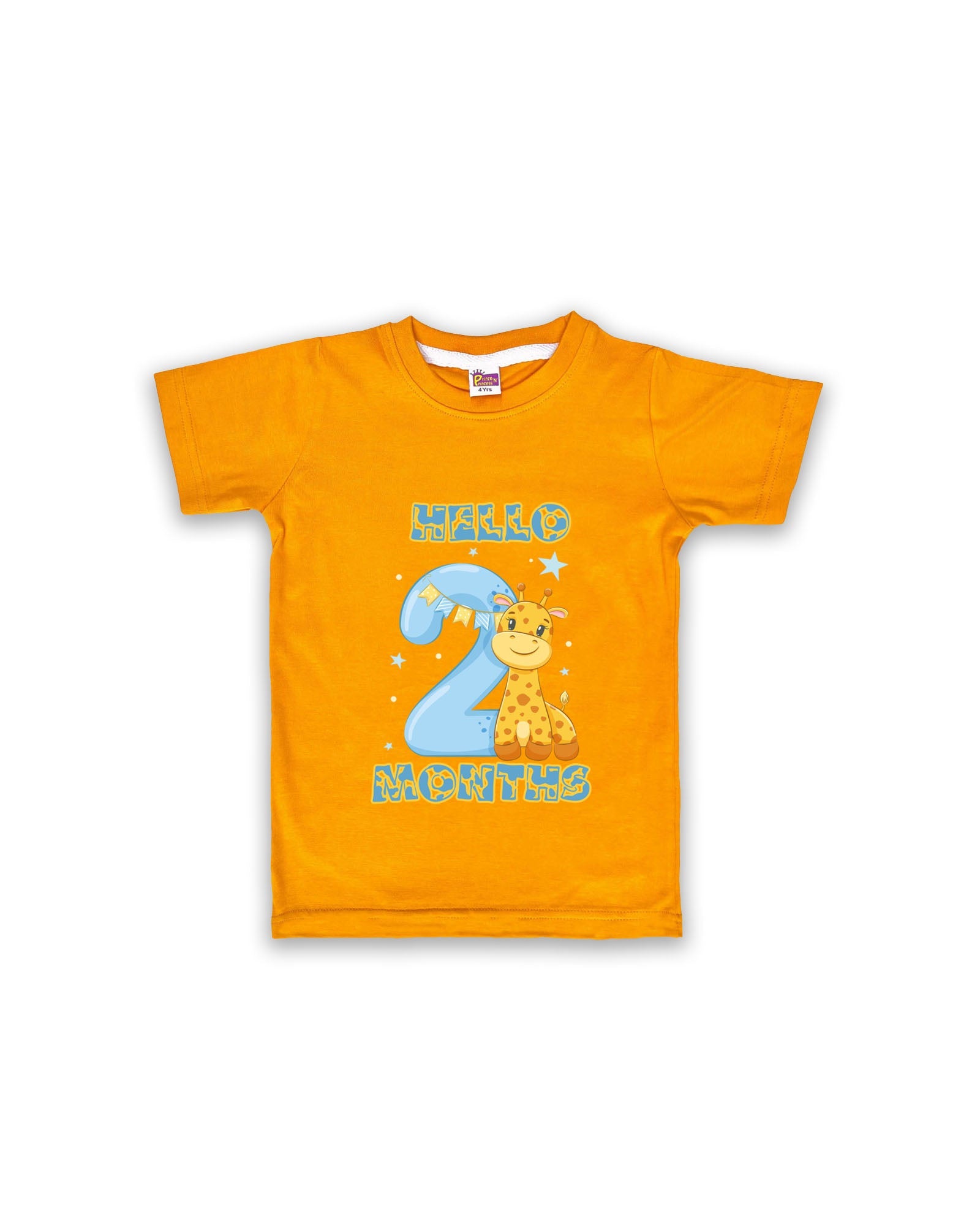 Newborn Mustard Tees (Only T-Shirt) | Giraffe & Stars | NPT055 - Prince N Princess