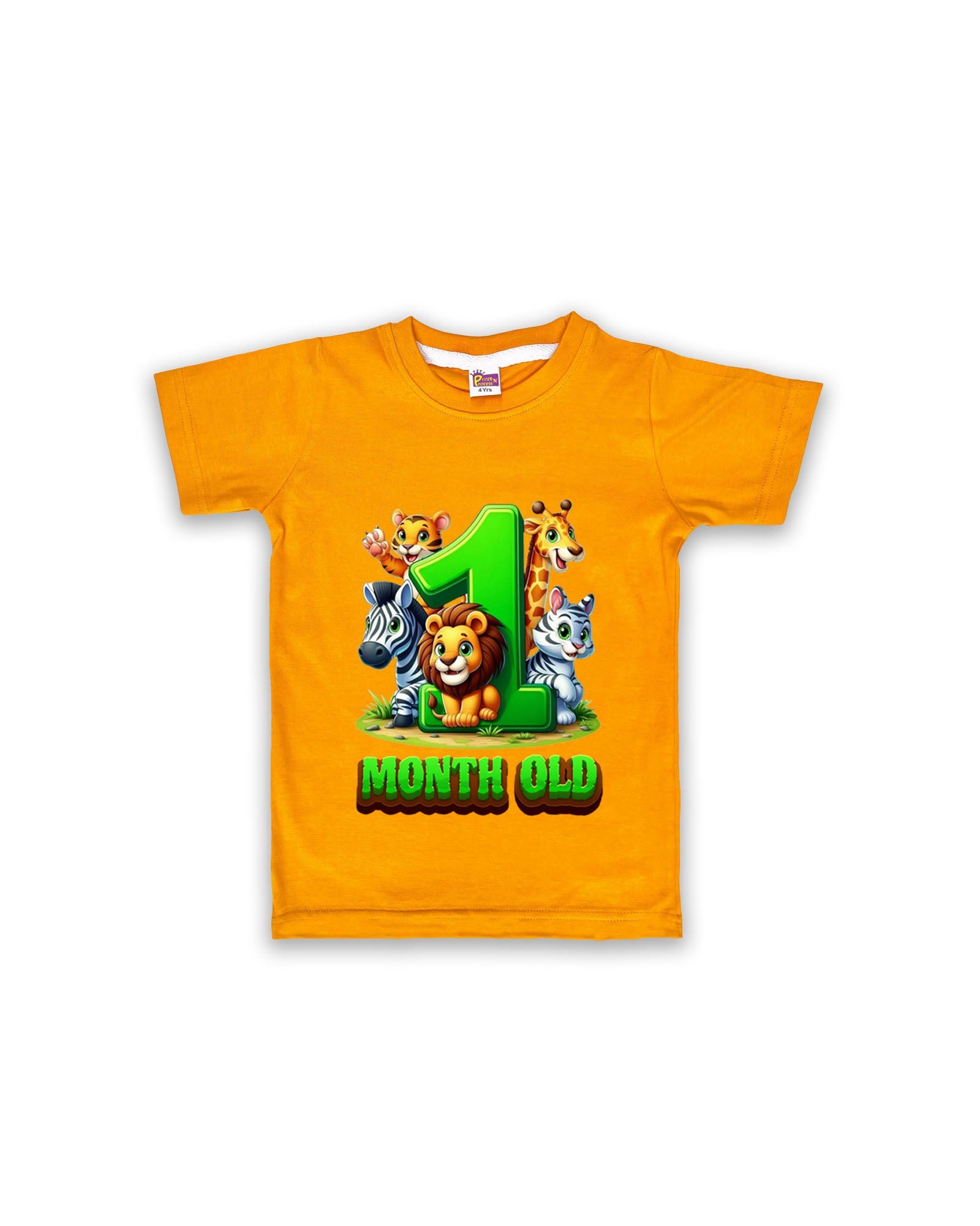 Newborn Mustard Tees (Only T-Shirt) | Jungle Animal | NPT041 - Prince N Princess