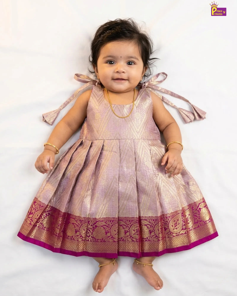 adorable pink premium banarasi pattu frock only at princenprincess