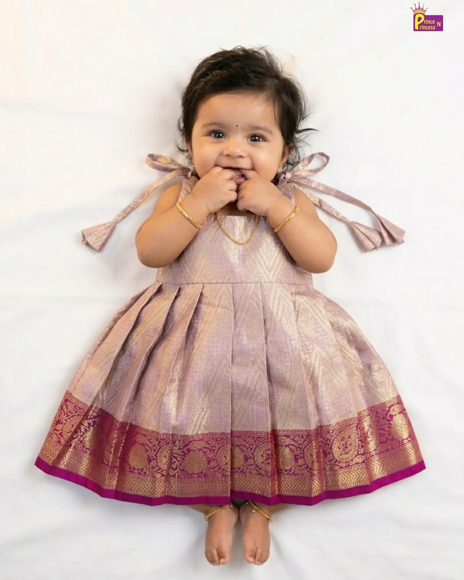 pink premium banarasi pattu frock only at princenprincess
