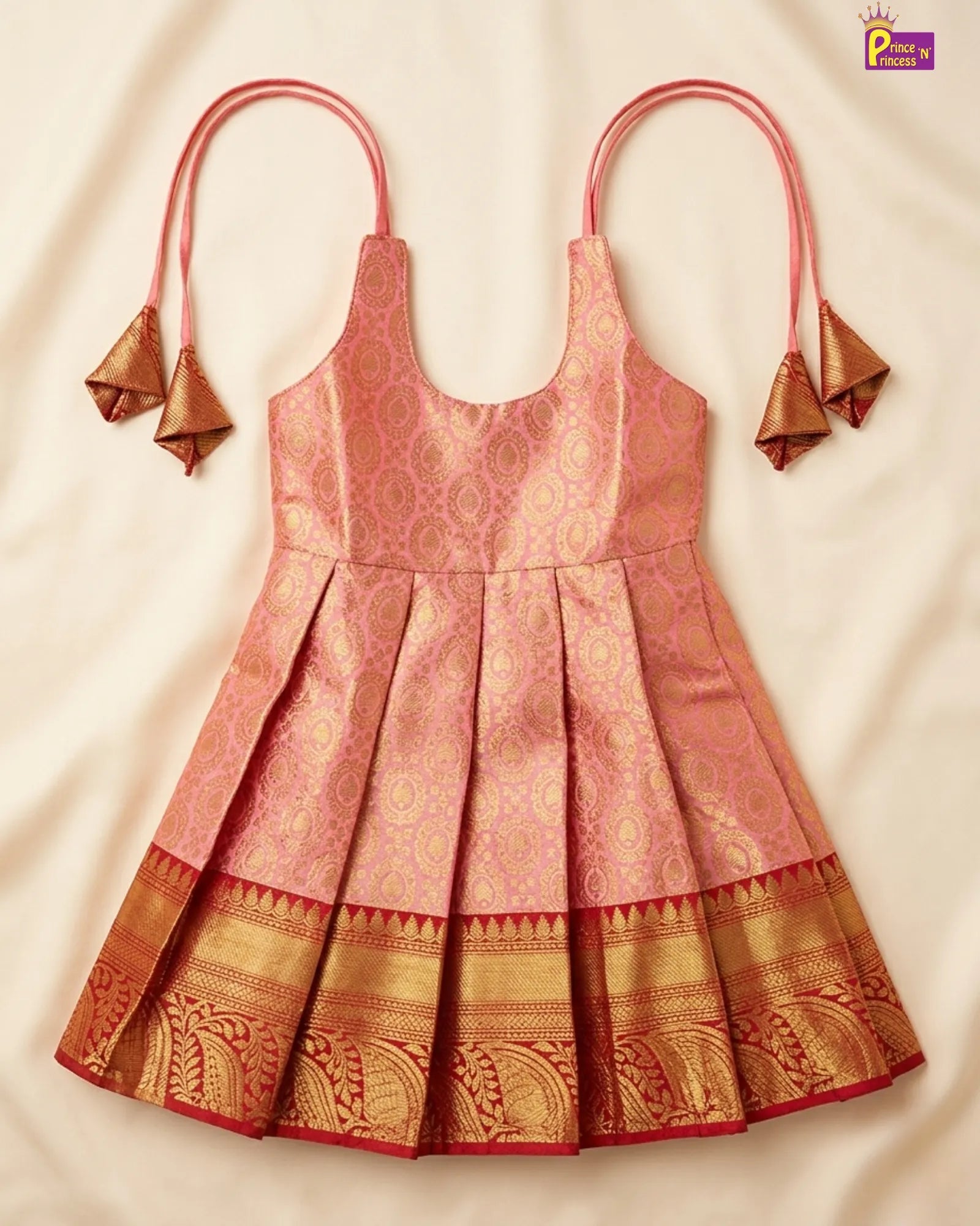 Newborn Pink Shade Banarasi Silk Pattu Frock – Cradle Ceremony & Naming Dress LF1870 for kids festival wear