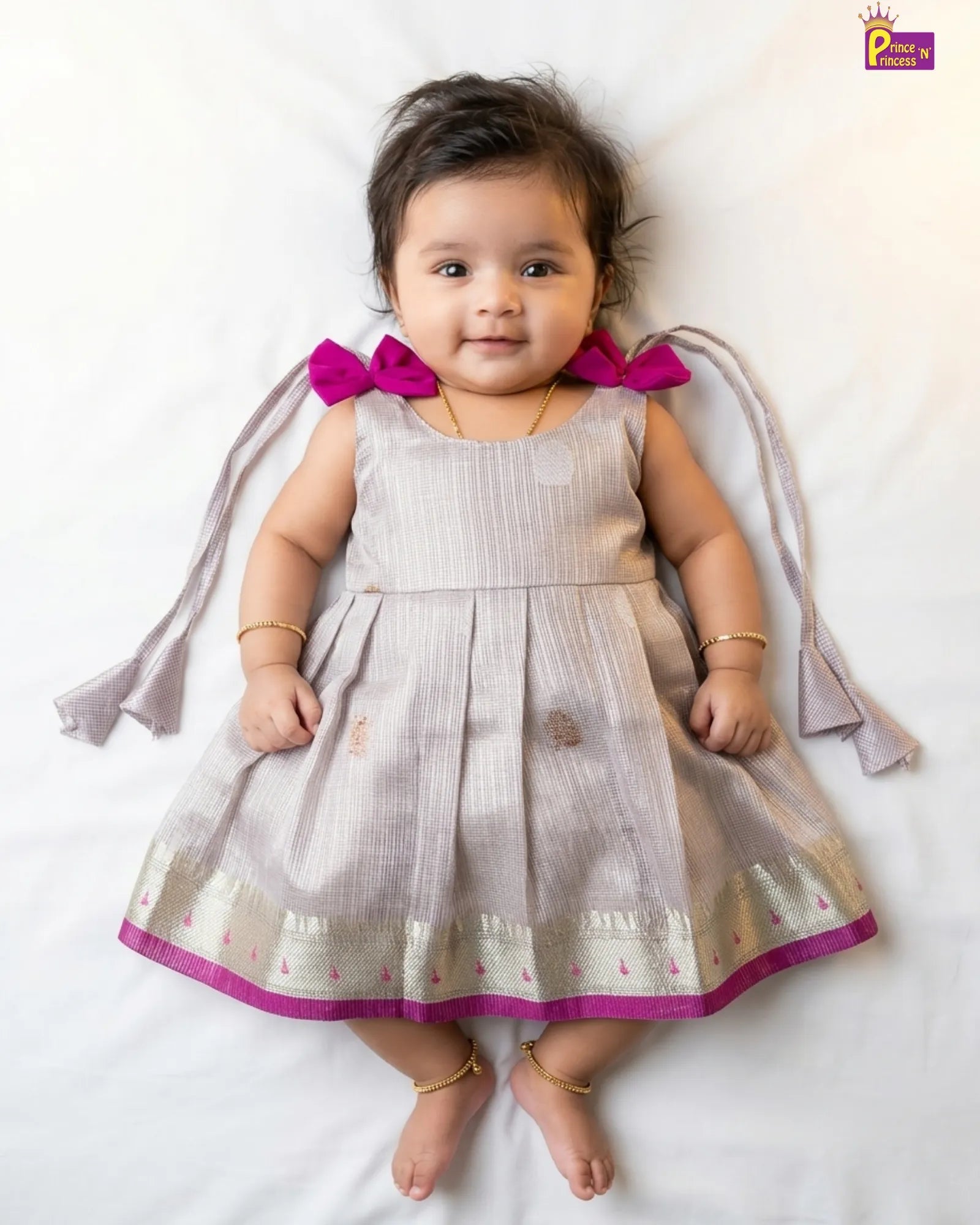 Newborn Pink Tissue Silk Pattu Frock LF1858 for kids festival wear