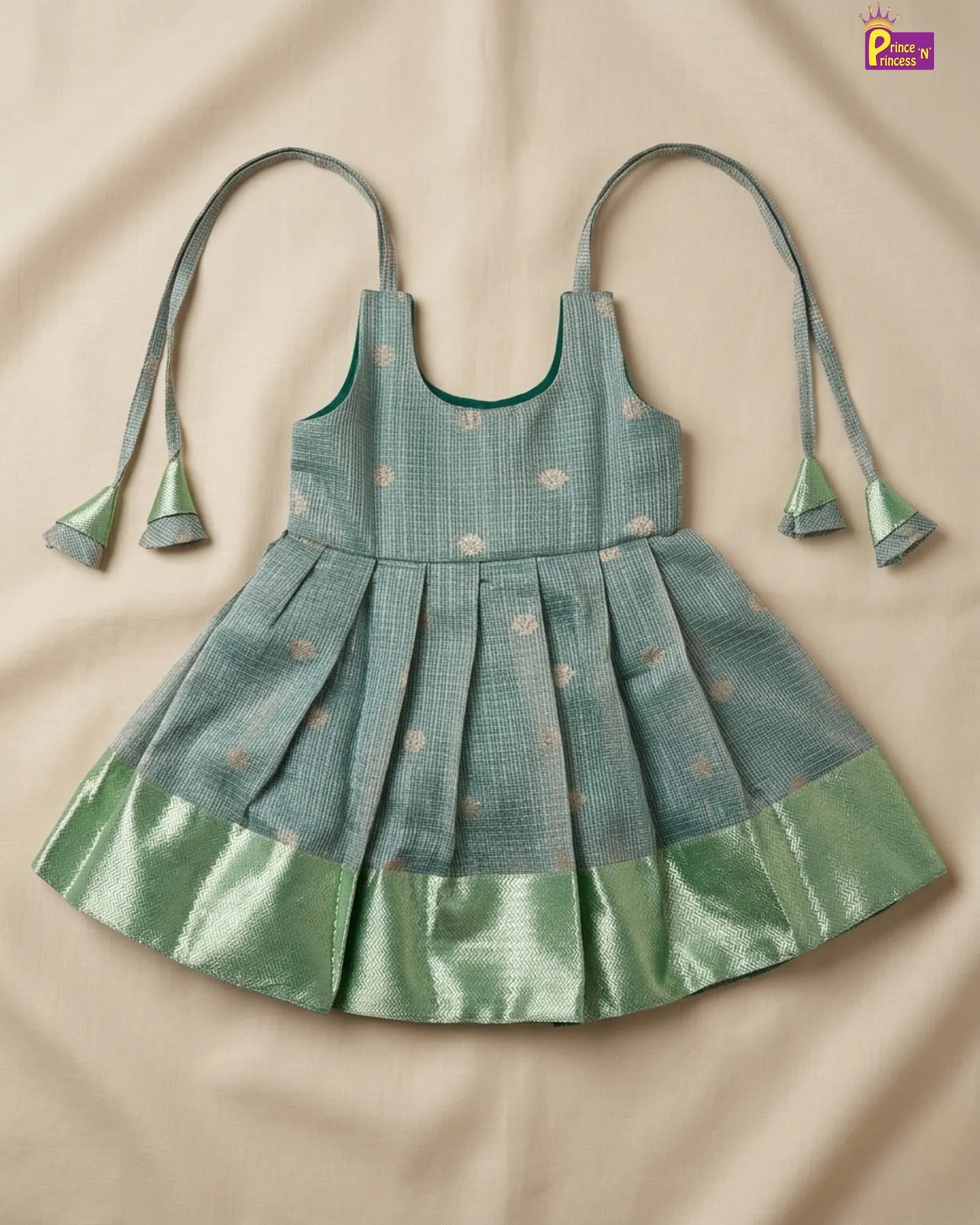 Newborn Rama Blue Tissue Silk Pattu Frock LF1917 for kids festival wear