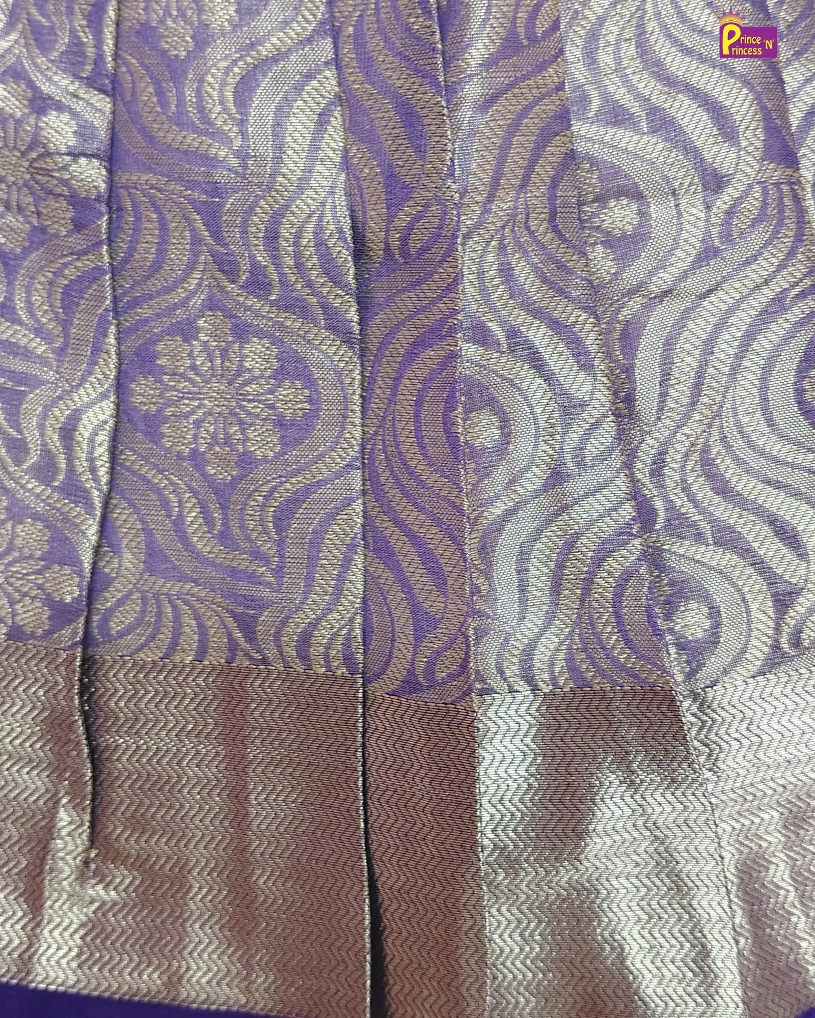 Newborn Silver Purple Banarasi Silk Pattu Frock - LF1886 for kids festival wear