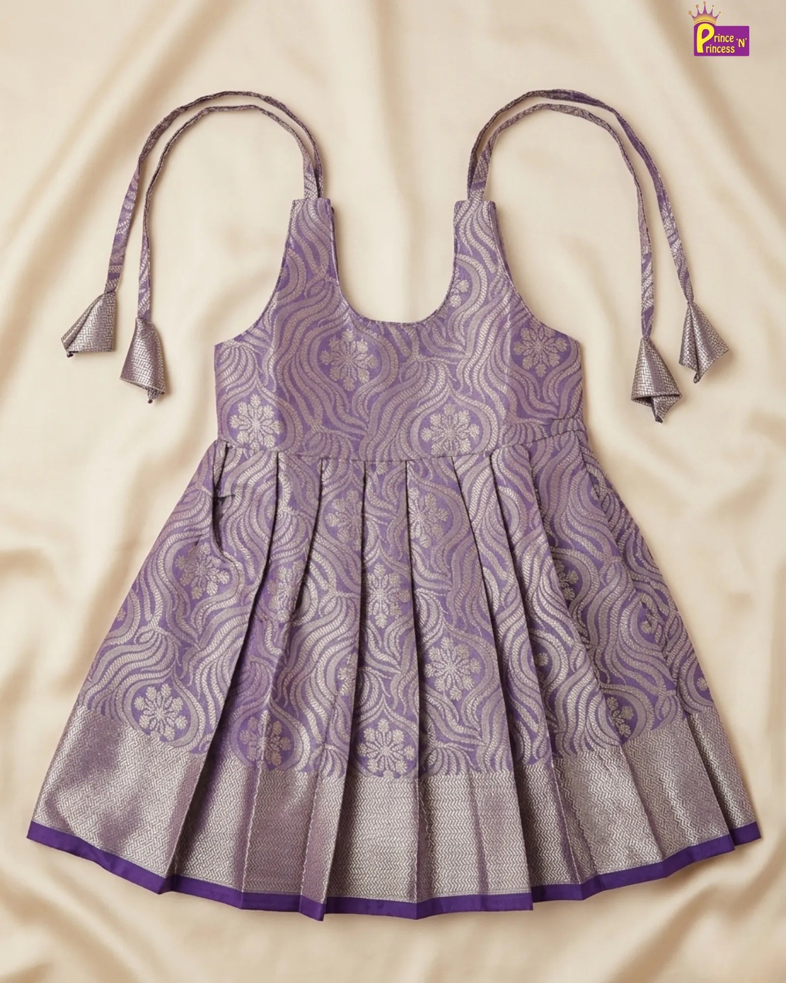 Newborn Silver Purple Banarasi Silk Pattu Frock - LF1886 for kids festival wear
