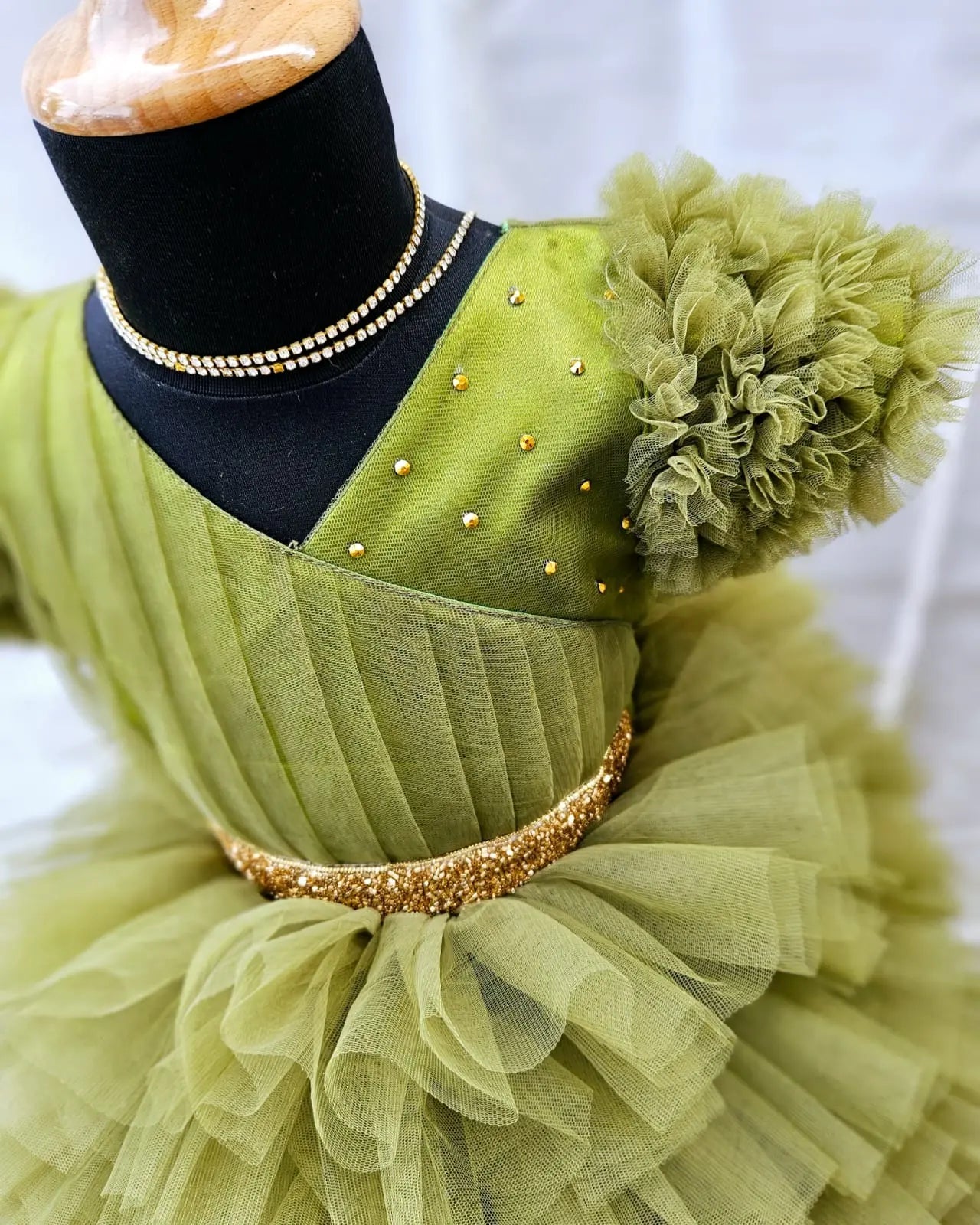 Olive Green Kids Birthday Frock BG196 - Prince N Princess Birthday dress M Olive Green Kids Birthday Frock BG196 - Prince N Princess Birthday dress M