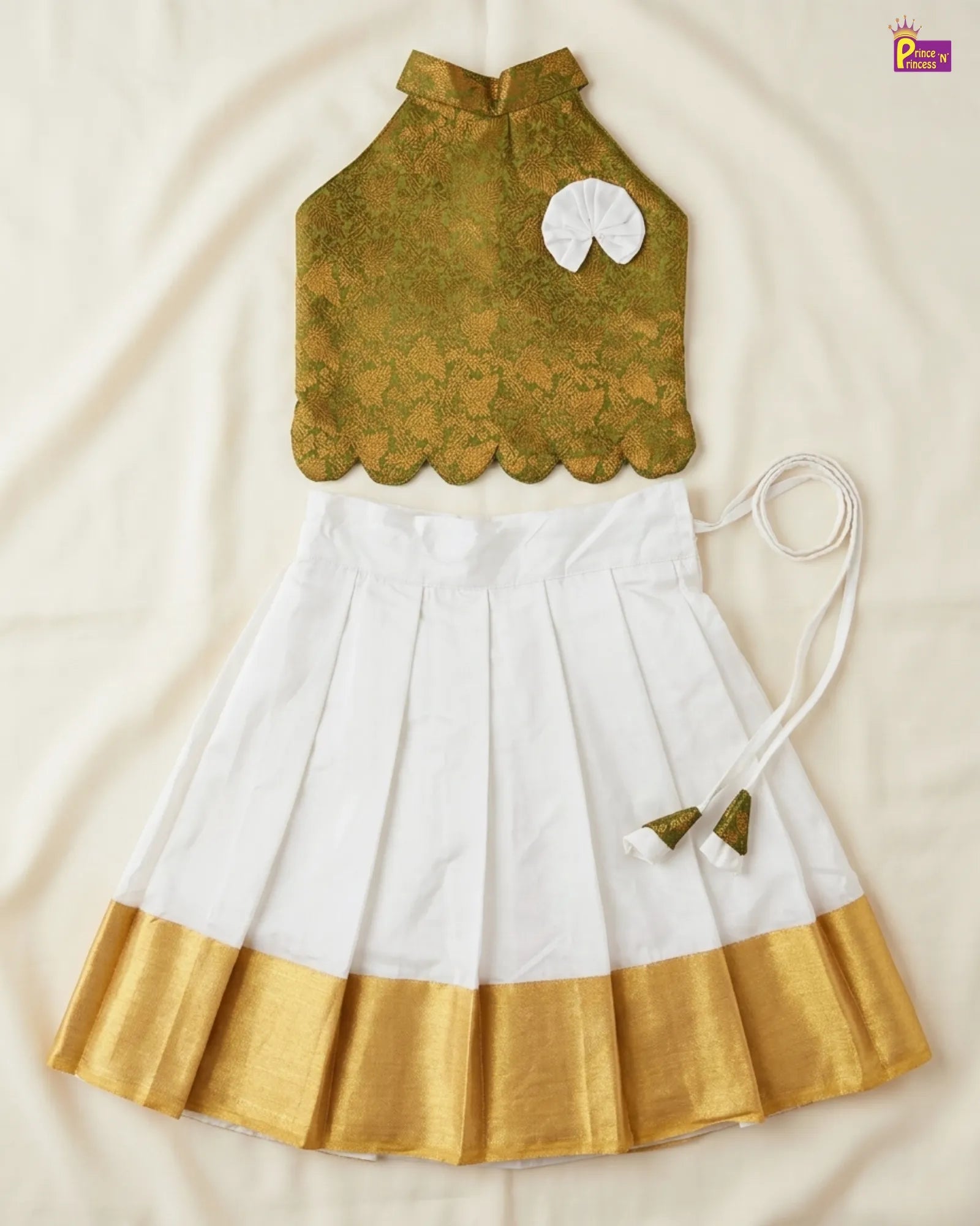 Onam Pattu Pavadai Green Traditional Dress for Baby Girls PPP2076 for kids festival wear