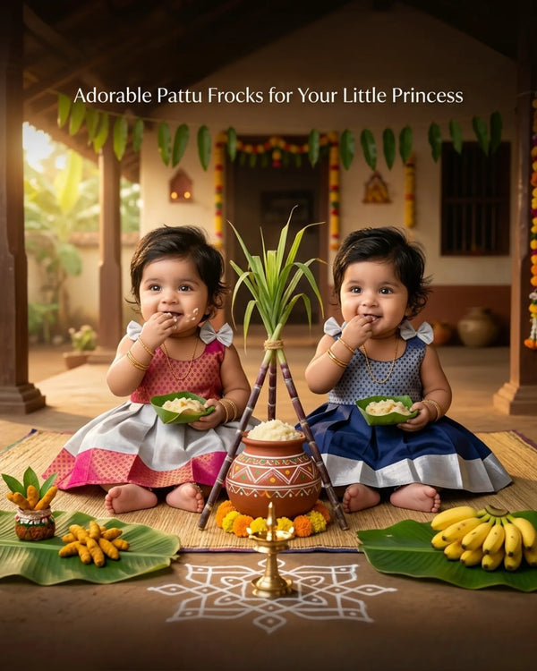 Newborn Baby Girl Royal Blue Silk Pattu Frock – Ear Piercing & Naming Ceremony Dress LF1901
