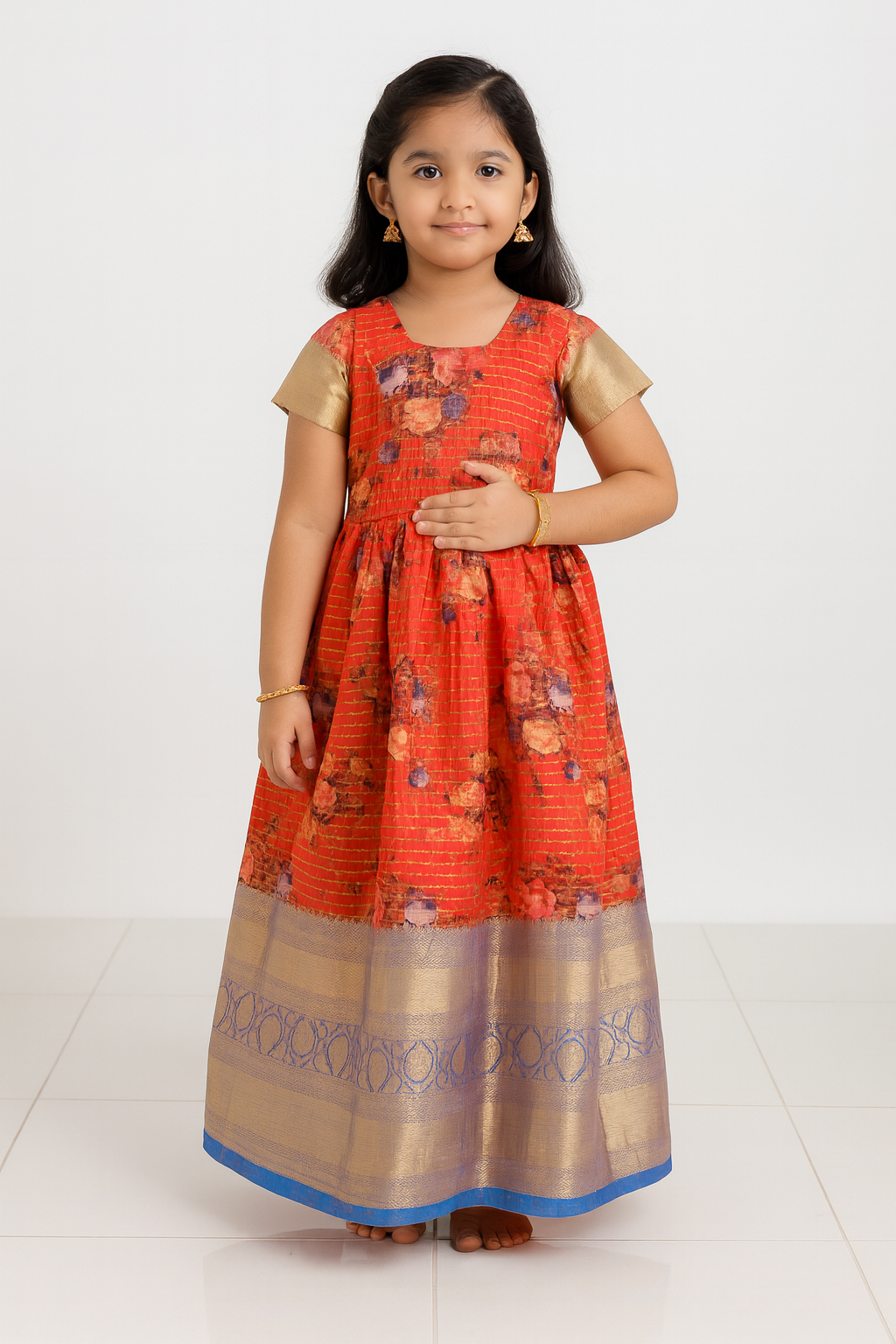 Prince N Princess Red Organza Check Gown PG222