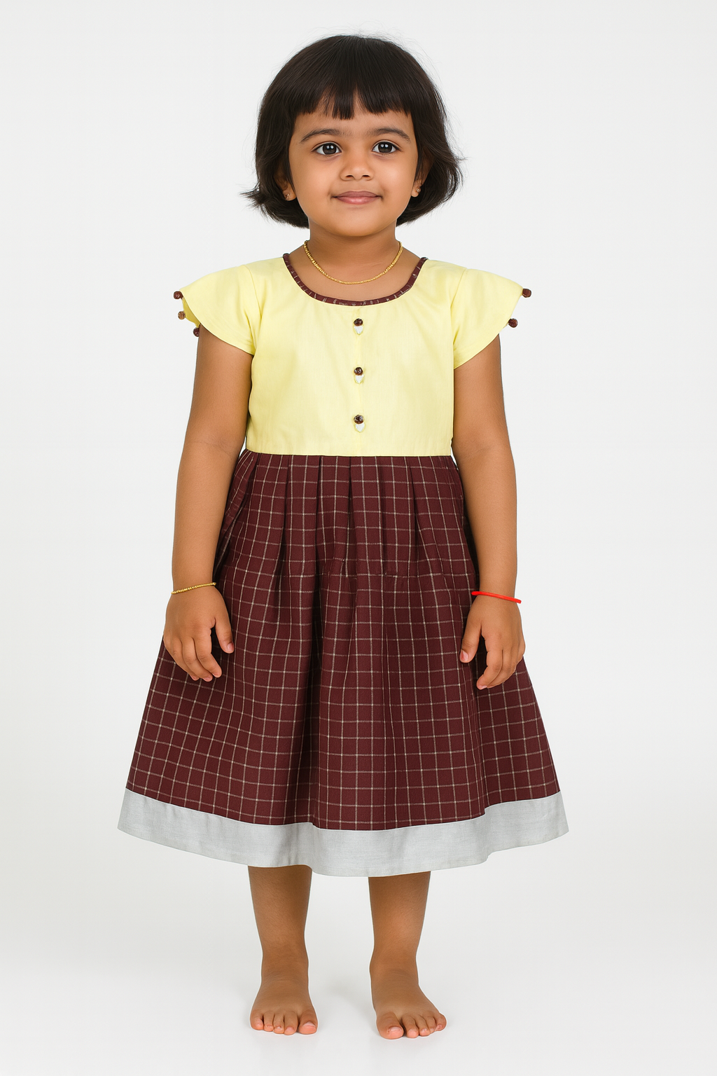 Kids Biege Coffee Brown Organza  Gown PG370