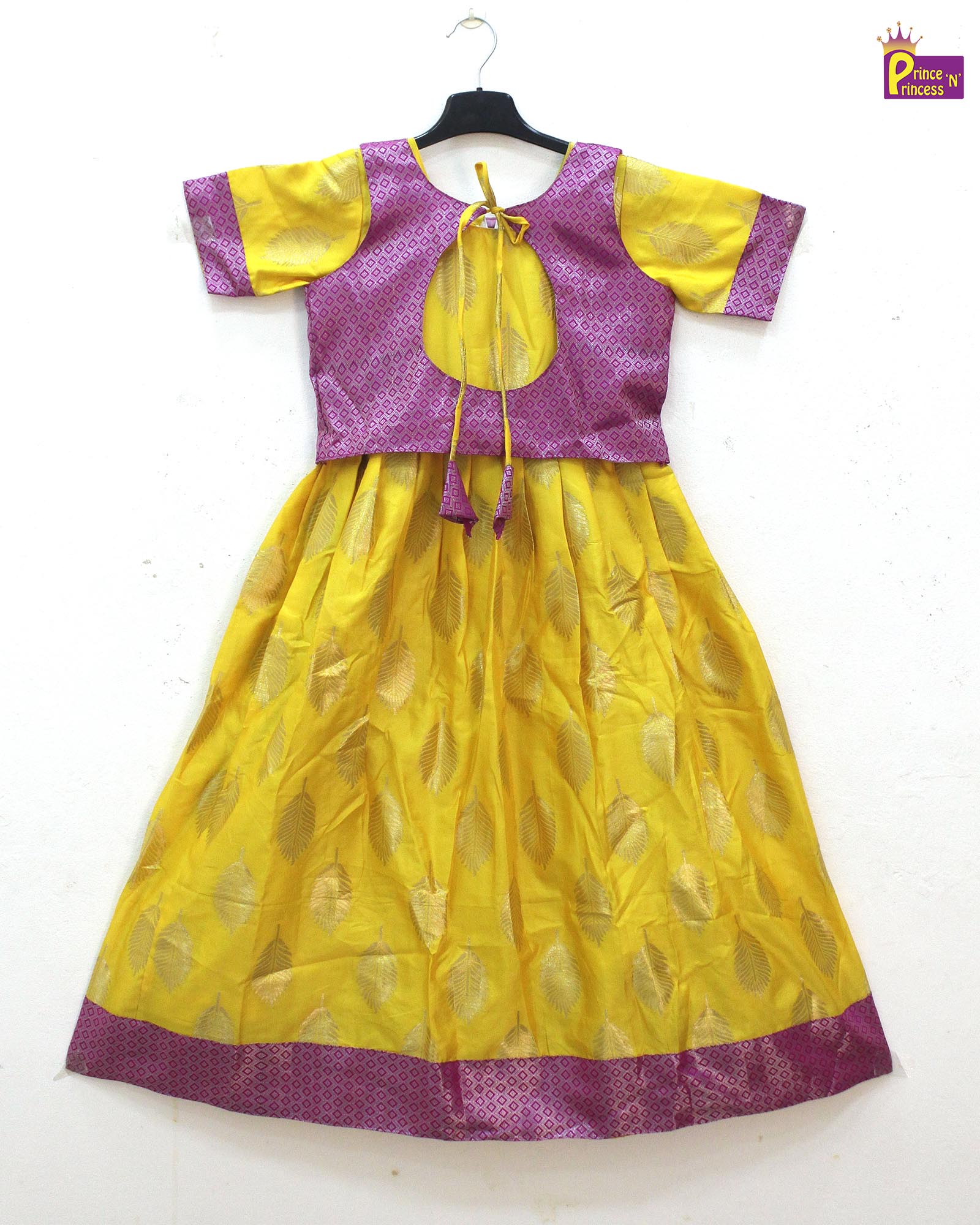 Pink and Yellow Kids Ethnic Coat Gown PG402 - Prince N Princess