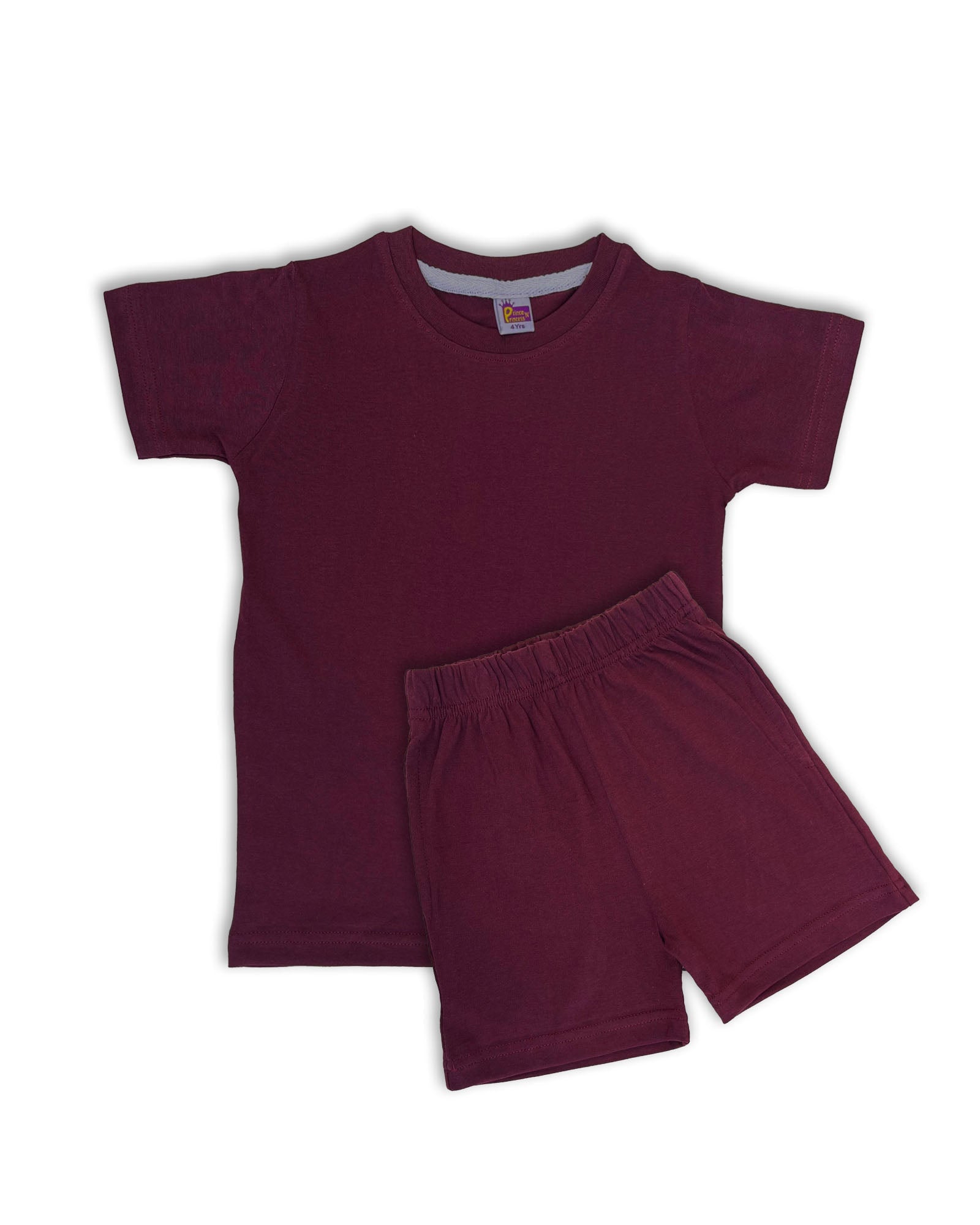 Plain T-Shirts & Shorts(Wine) KTS040 - Prince N Princess
