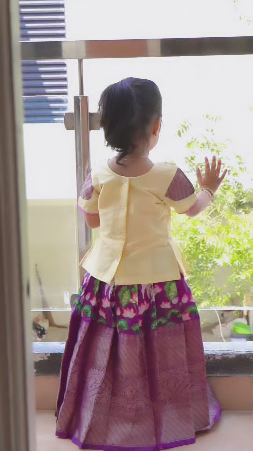 Prince N Princess  Half white And Purple AARI Work pattu Pavadai PPP1394