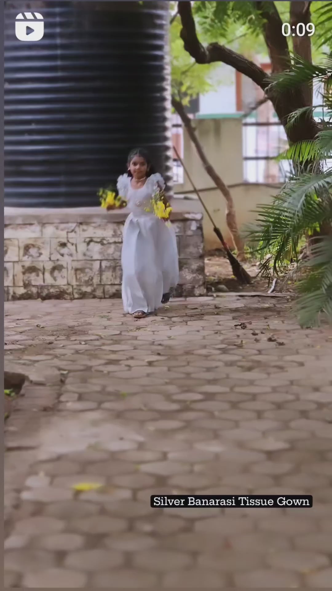 Traditional Silver Long gown PG456