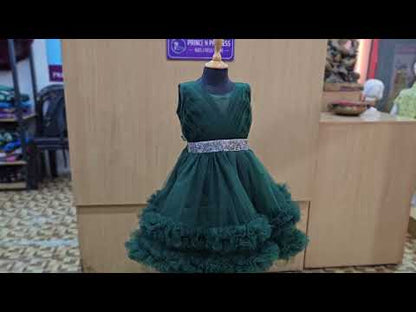 Kids Bottle Green Party Frock BG203