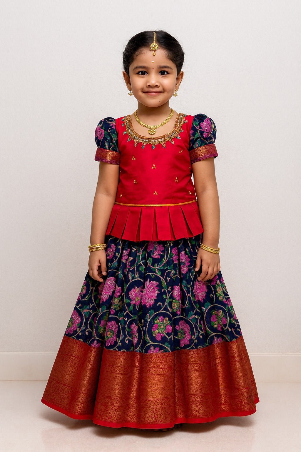 Prince N Princess Blue AARI Work pattu Pavadai PPP1452 - Prince N Princess