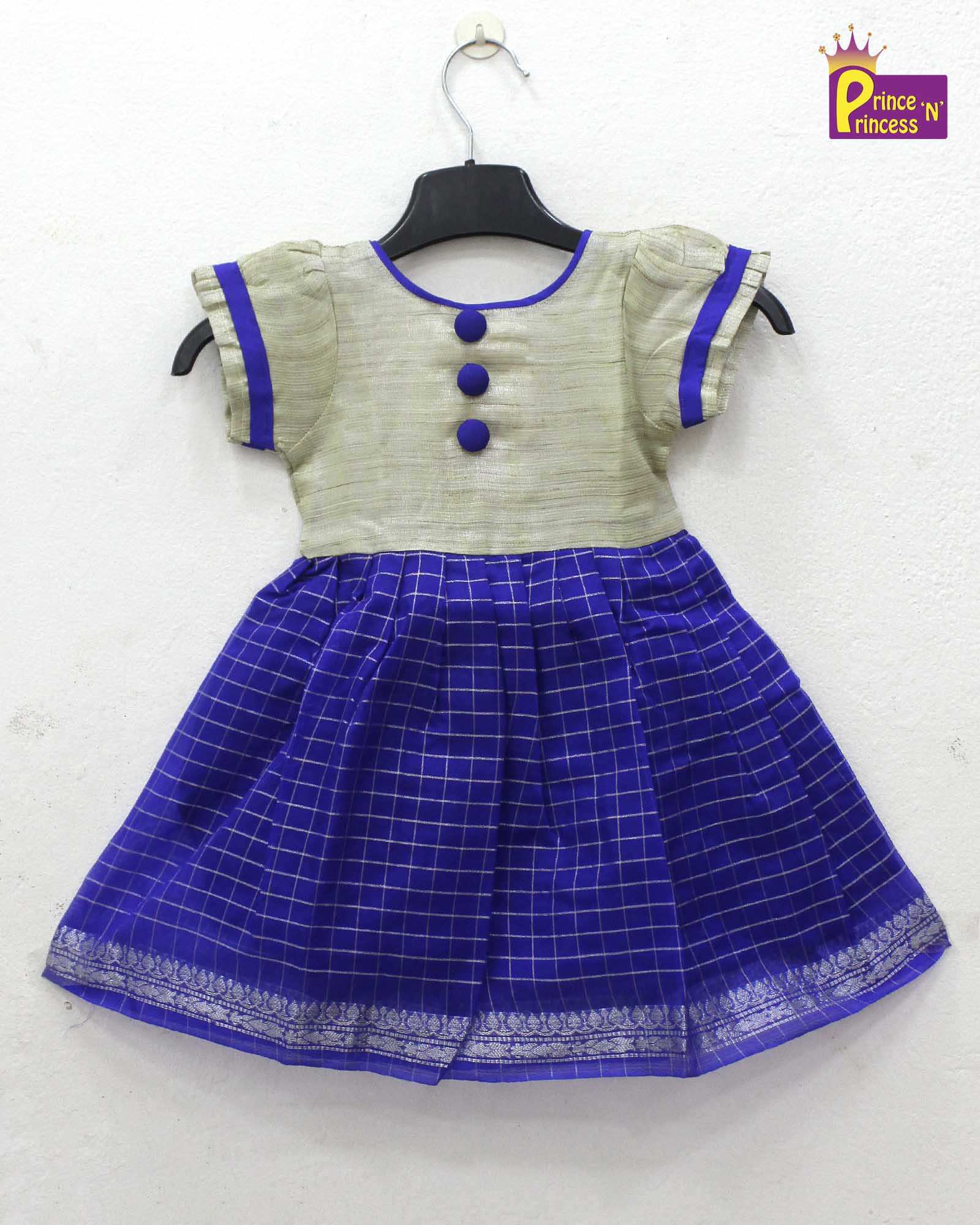 Prince N Princess Blue Organza Check Gown PG292 - Prince N Princess