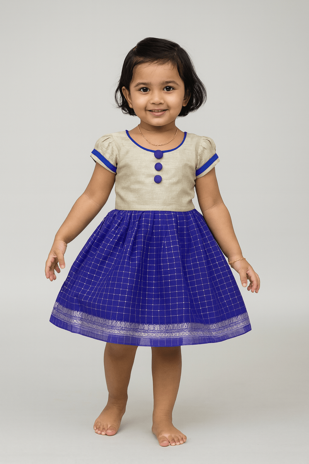 Prince N Princess Blue Organza Check Gown PG292 - Prince N Princess