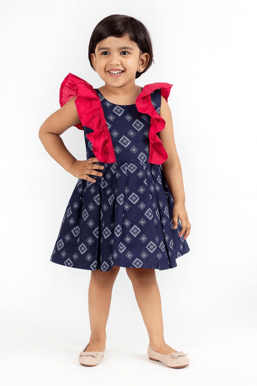 Prince N Princess Blue Pink Cotton Frock CF259 - Prince N Princess