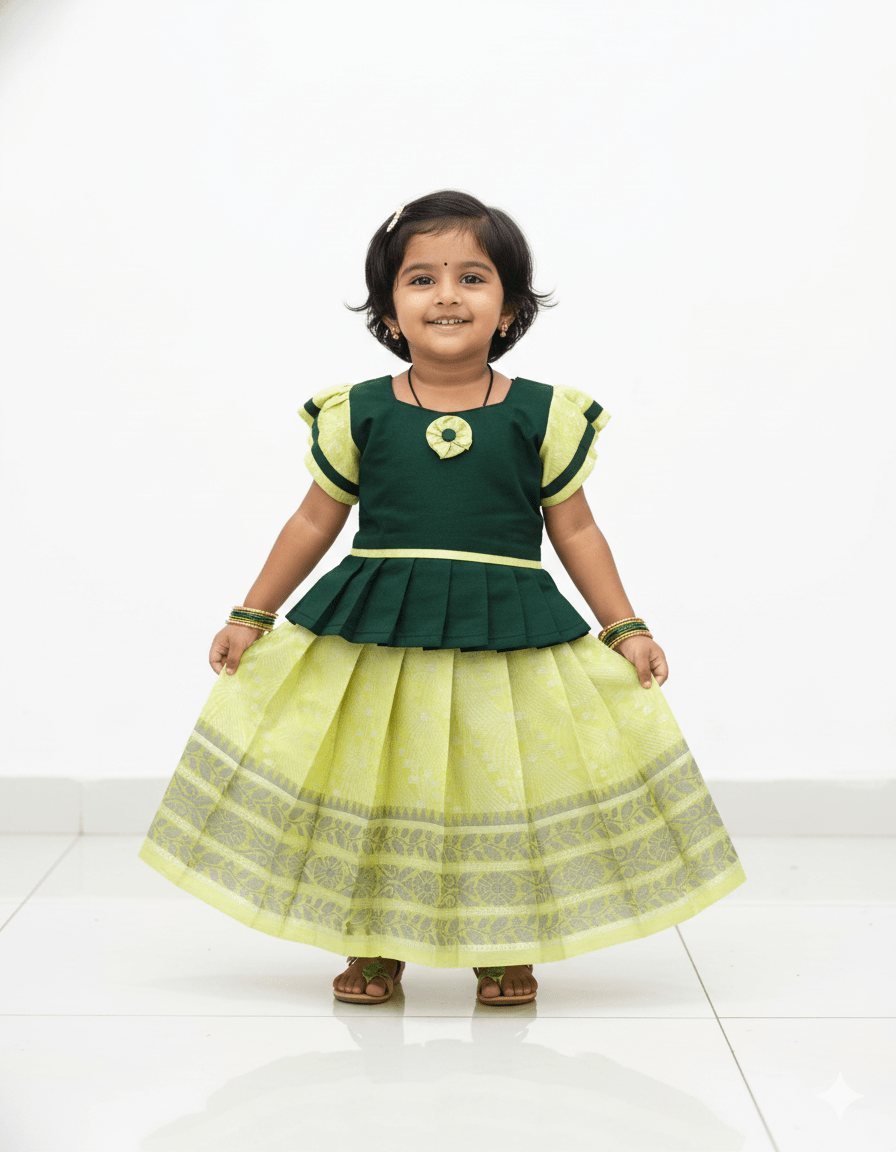 Prince N Princess Green And Pista Green Baby Pattu Pavadai PPP1301 - Prince N Princess