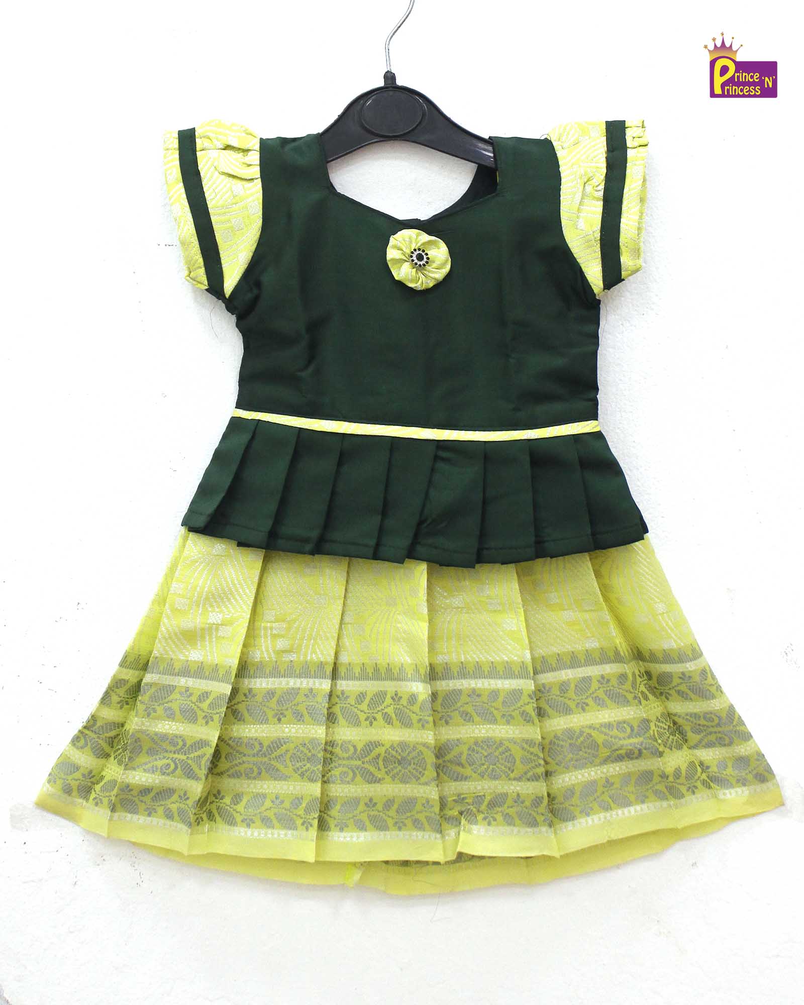 Prince N Princess Green And Pista Green Baby Pattu Pavadai PPP1301 - Prince N Princess