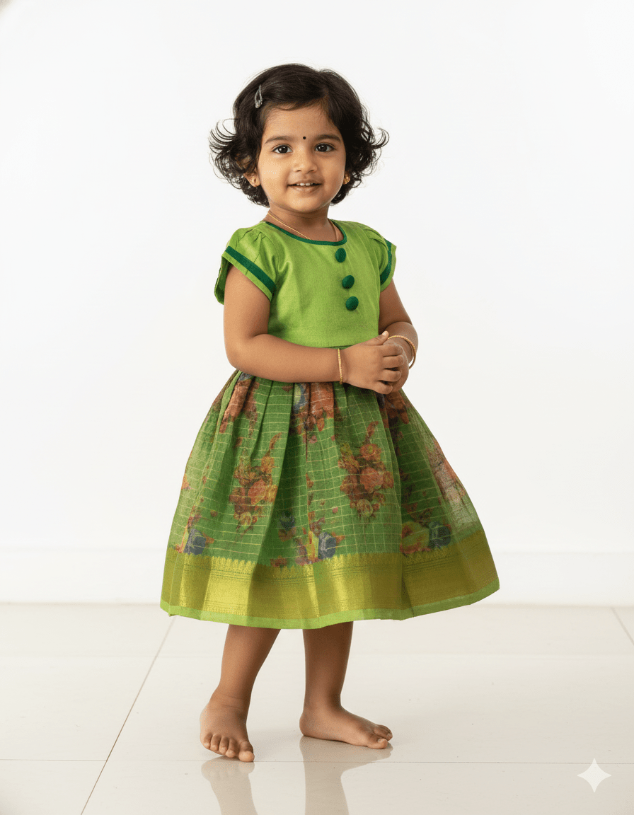 Prince N Princess Green Organza Check Gown PG321 - Prince N Princess