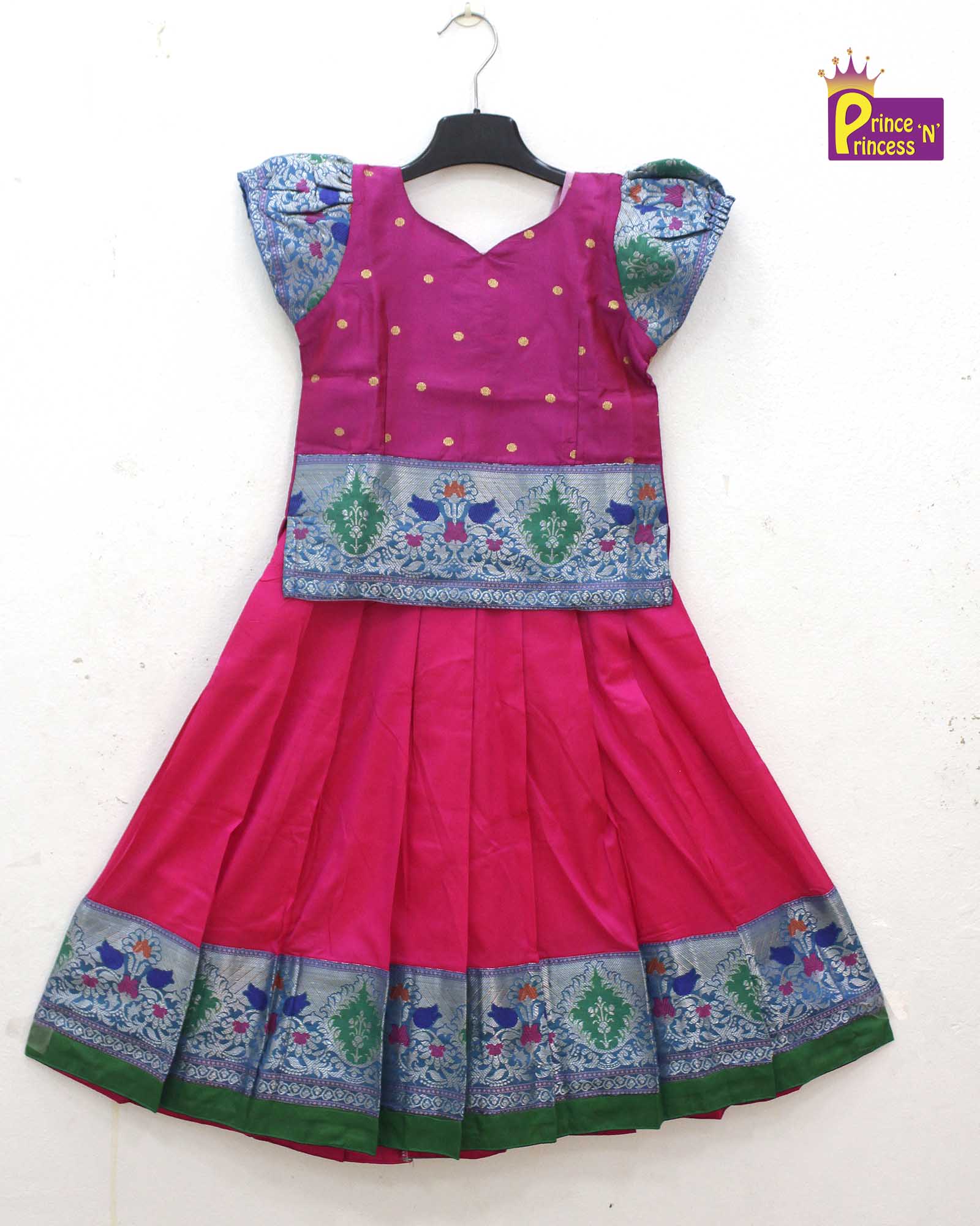 Prince N Princess Kids Pink Traditional Pattu Pavadai PPP1351 - Prince N Princess