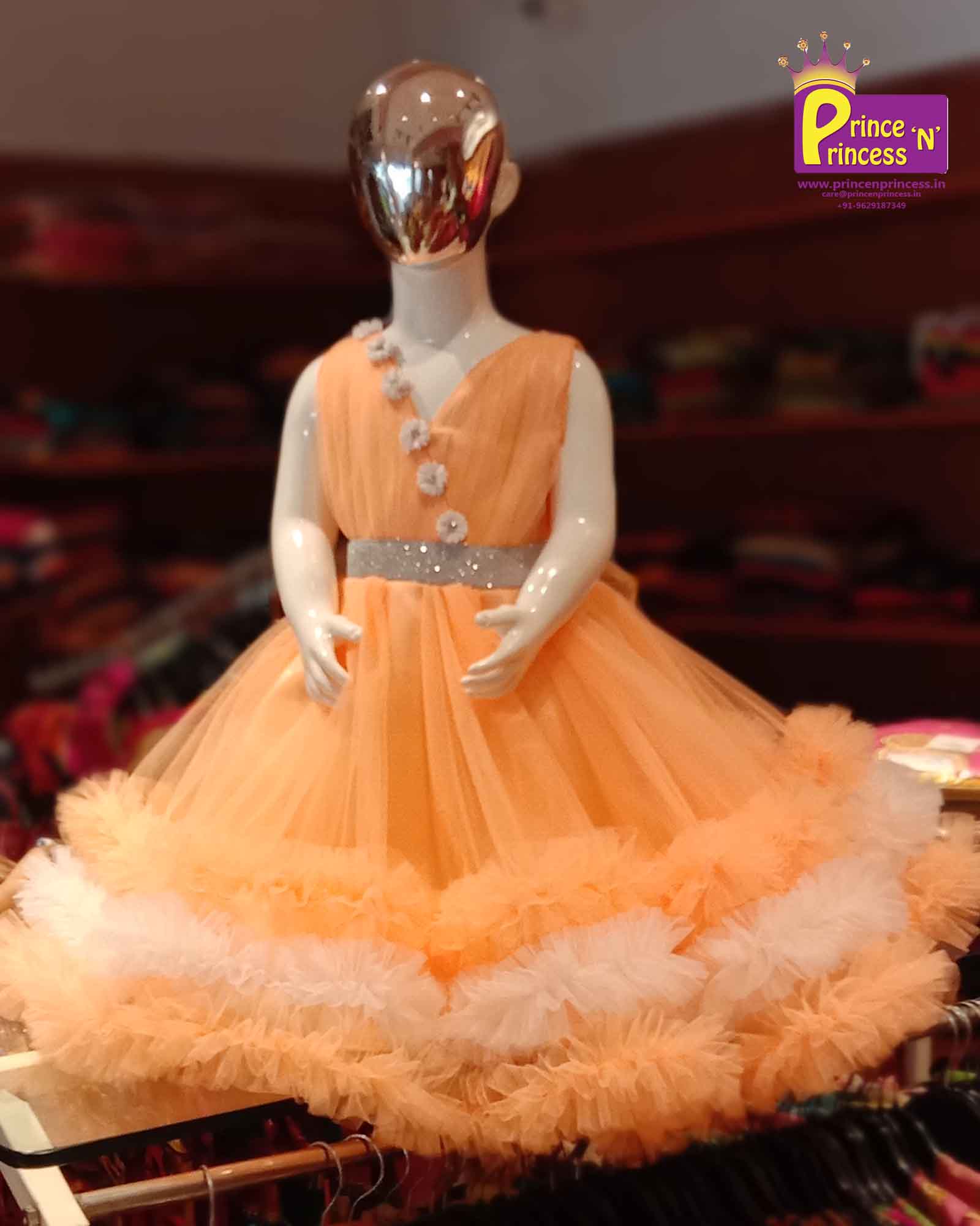 Prince N Princess Peach Kids Party Gown BG039 - Prince N Princess