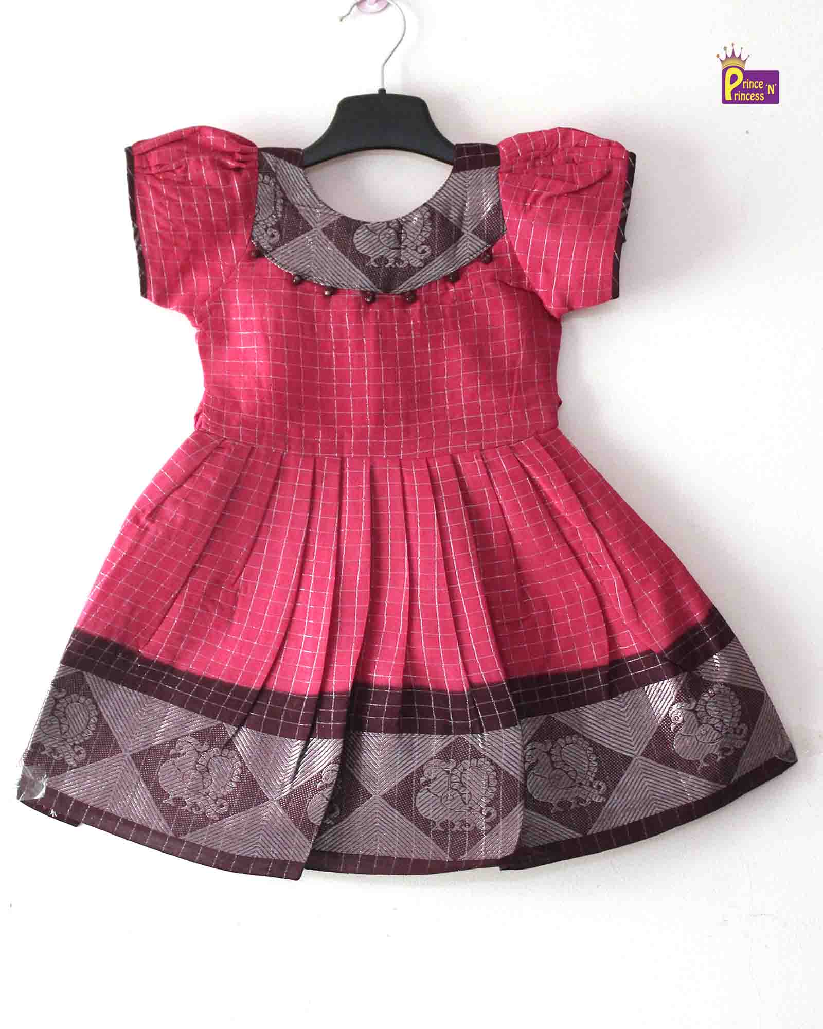 Prince N Princess Pink Sungudi Cotton Frock CF261 - Prince N Princess